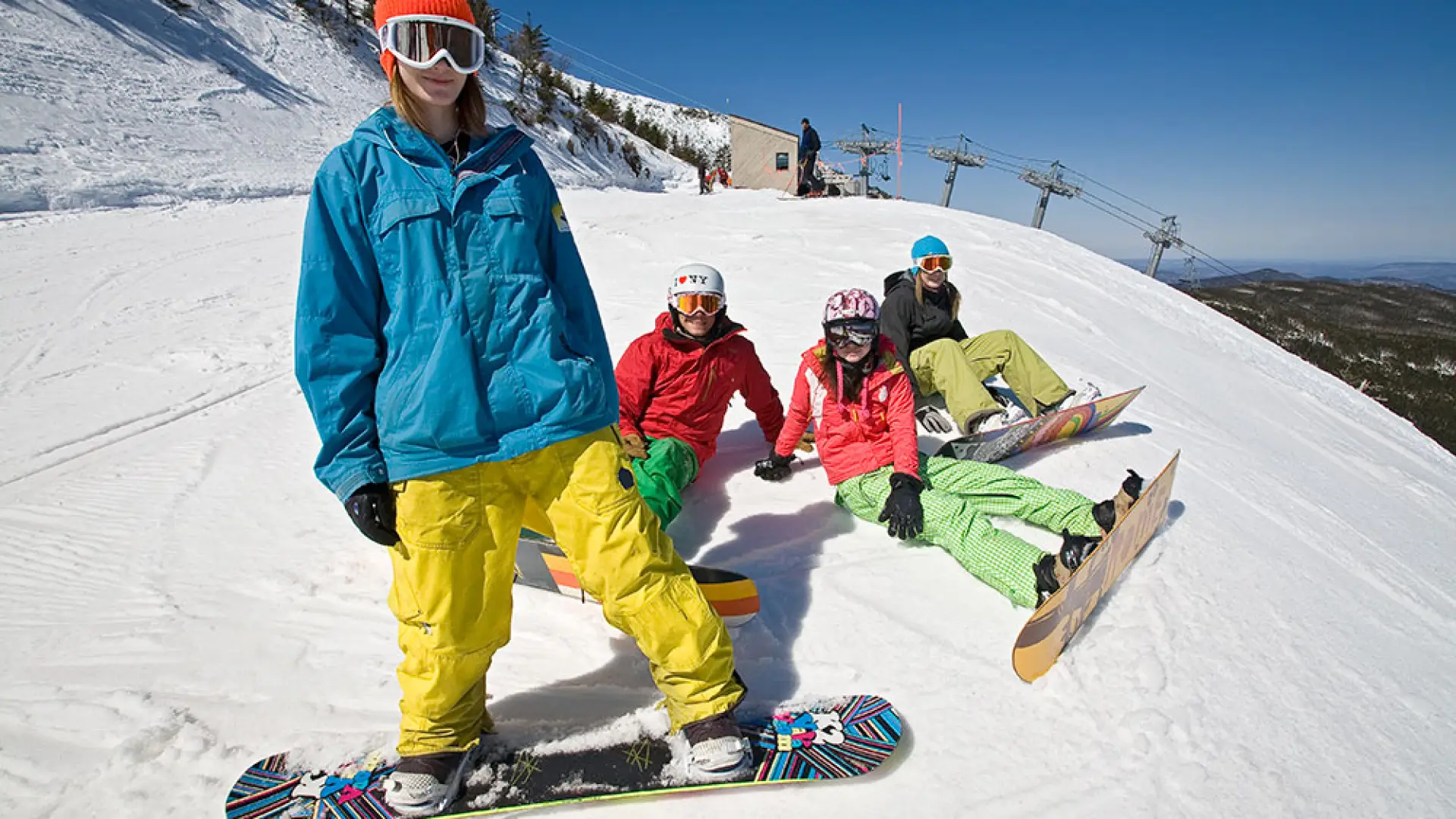 Girls snowboarding at Whiteface