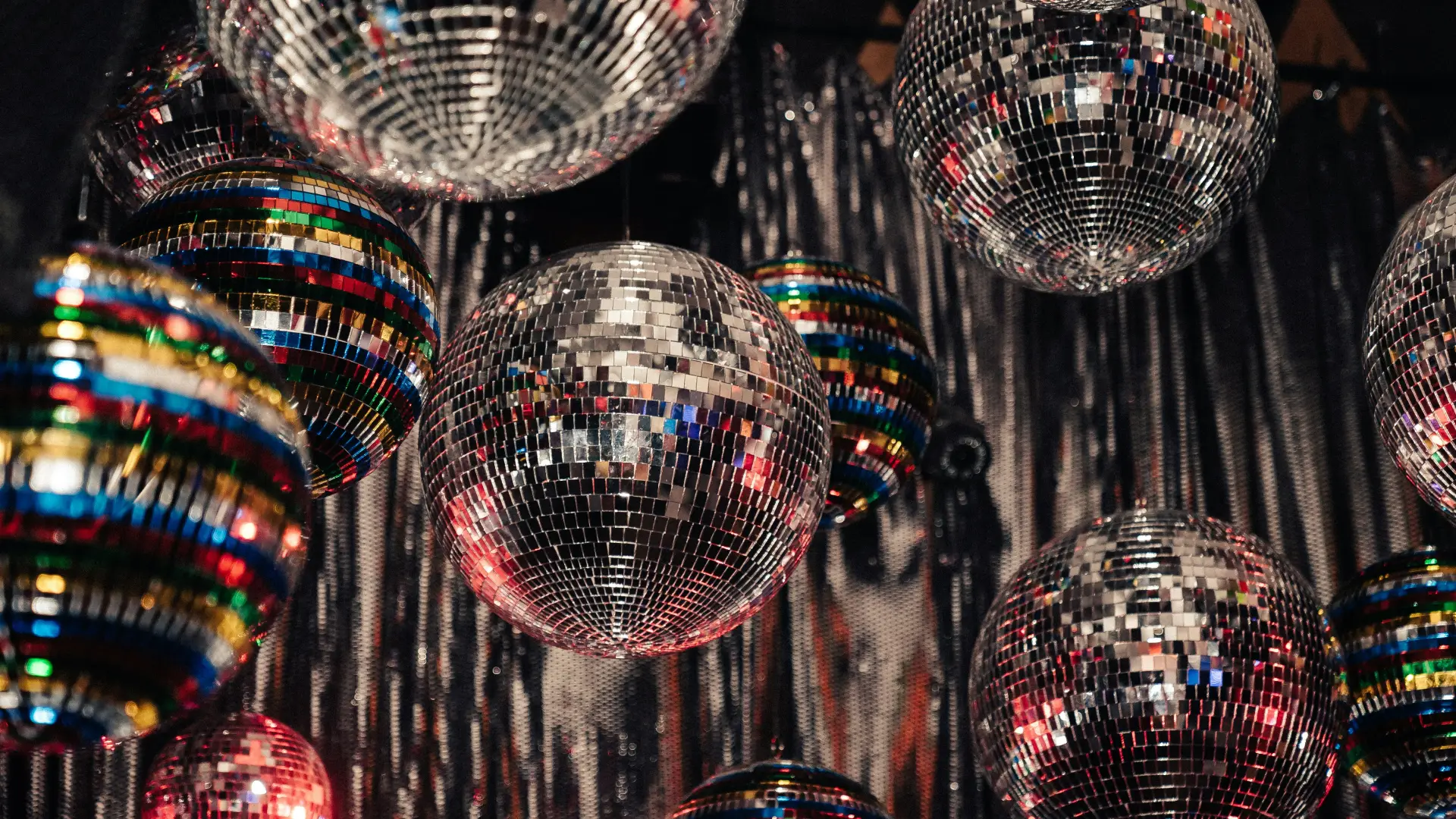 Collection of hanging disco balls