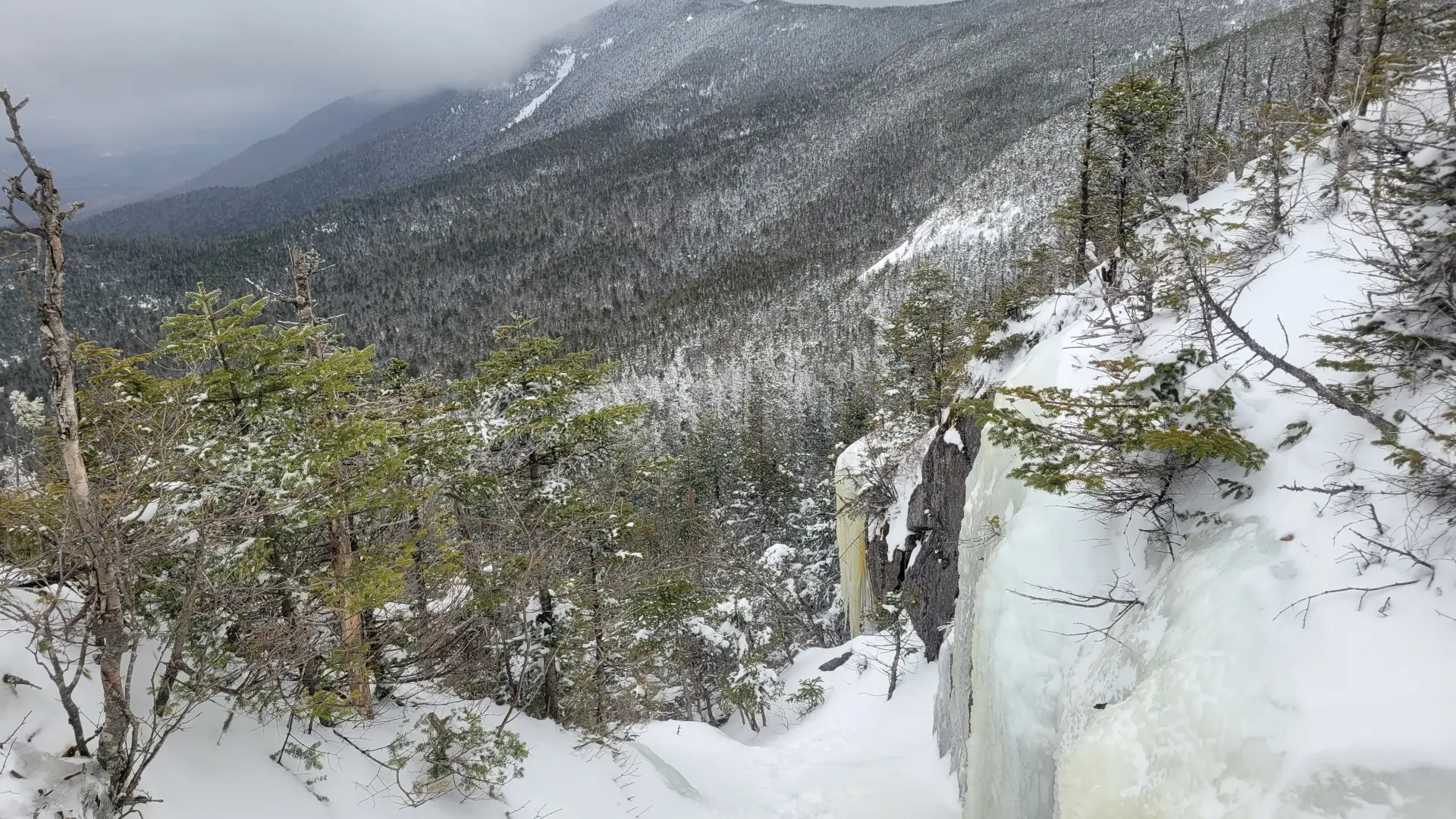 View of an icy spot on a winter hike