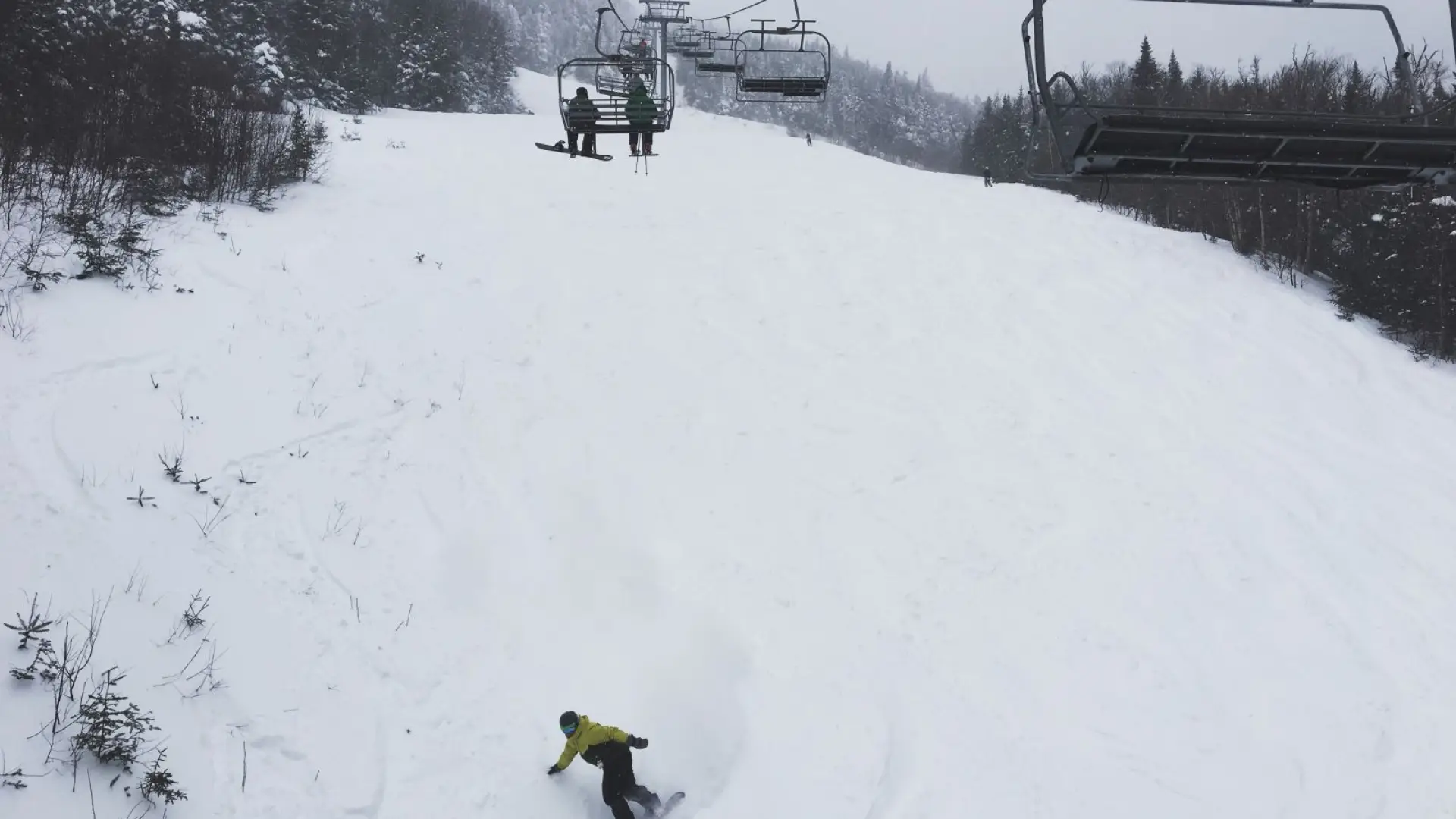 View from a ski lift on Whiteface Mountain