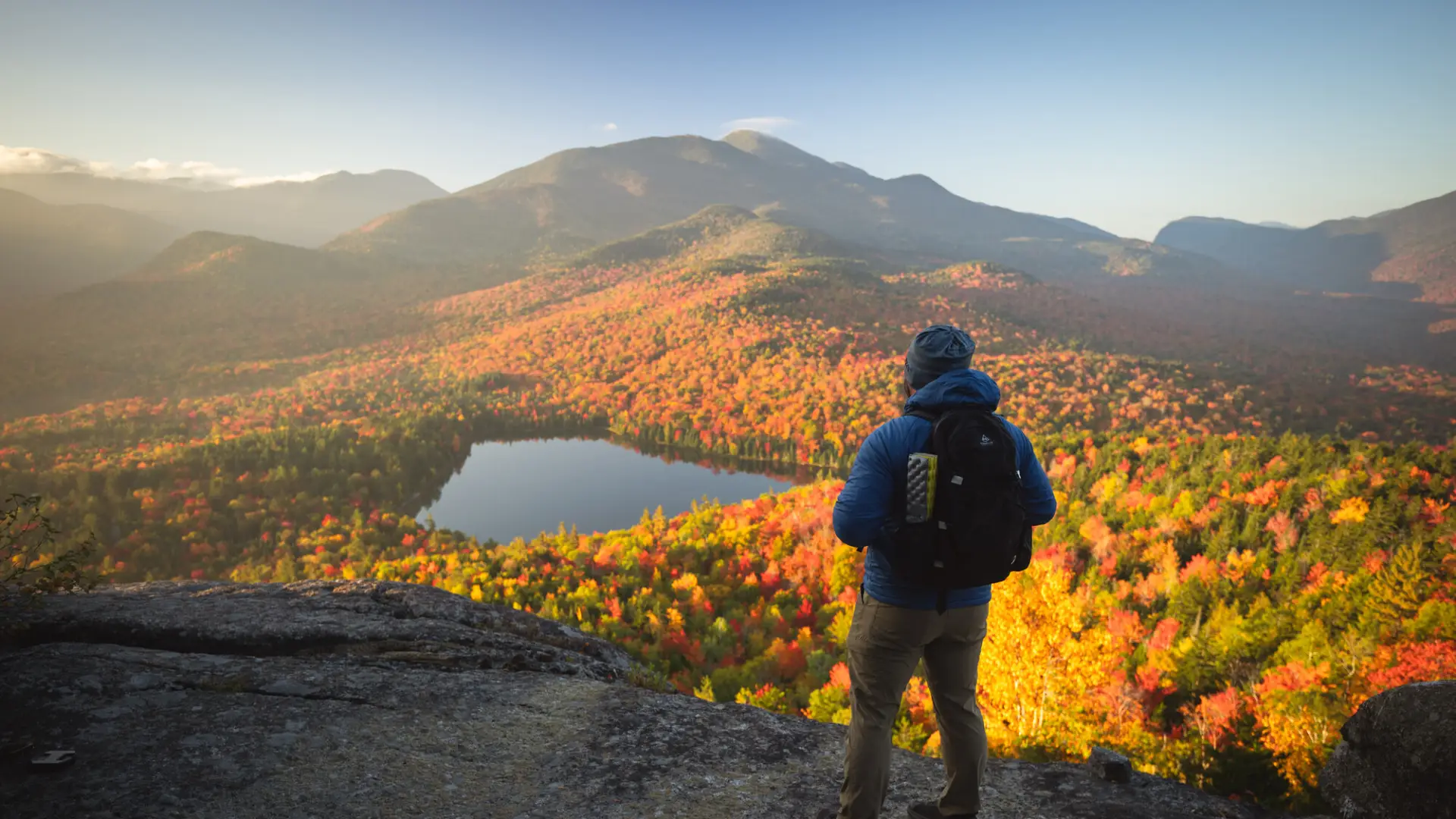 A hiker on Mt Jo in the fall