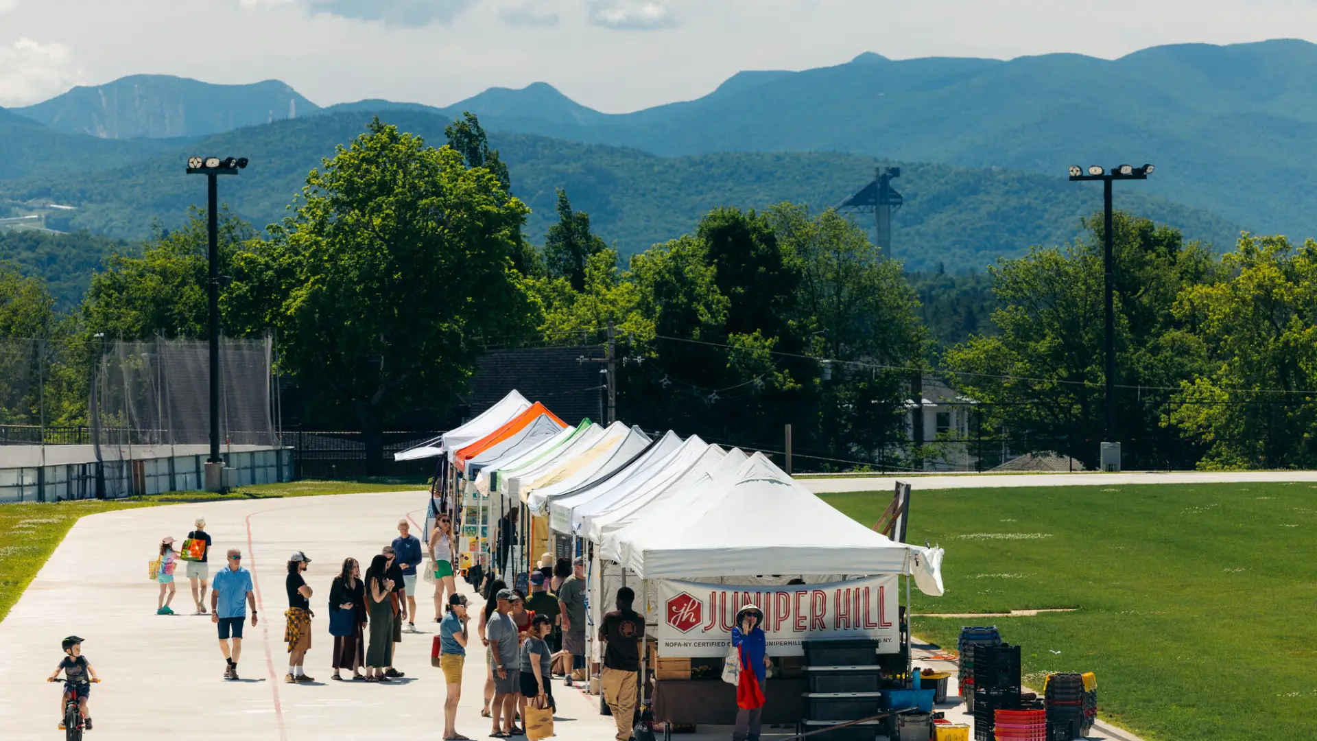 distance view of tents at the market