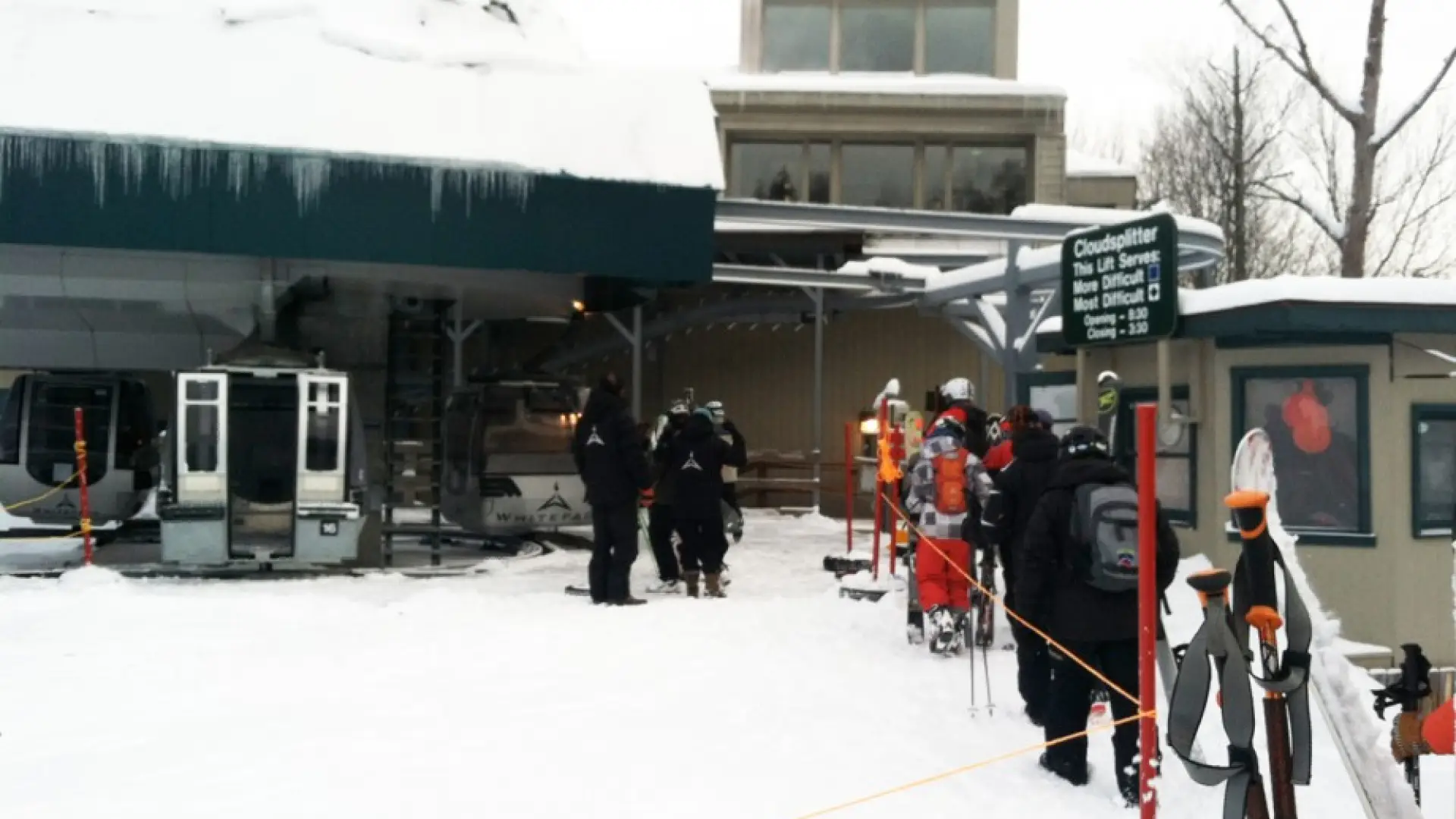 First Tracks program at Whiteface loading the gondola