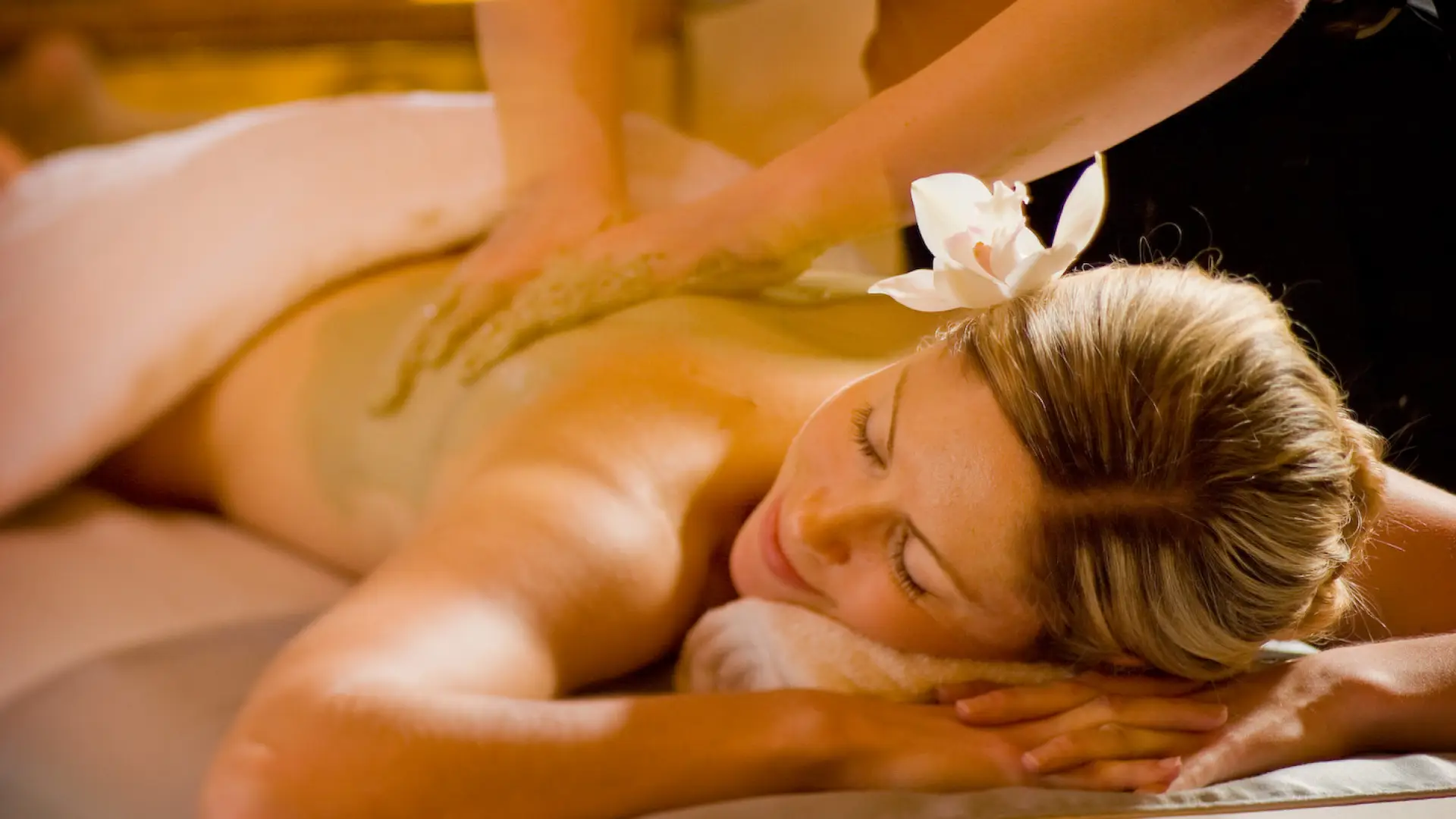 A woman receives a massage