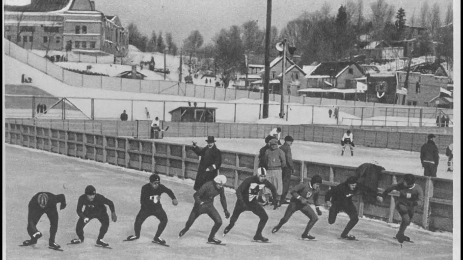 Speed skating at the 1932 Winter Olympics. Courtesy IOC Olympic Museum