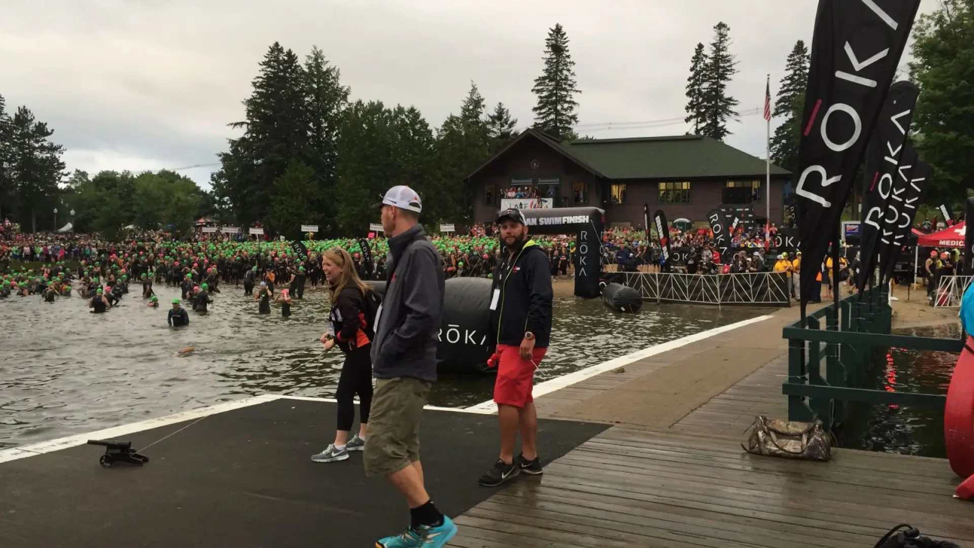 ironman Lake Placid swim start - 2,500 athletes about to hit the water!