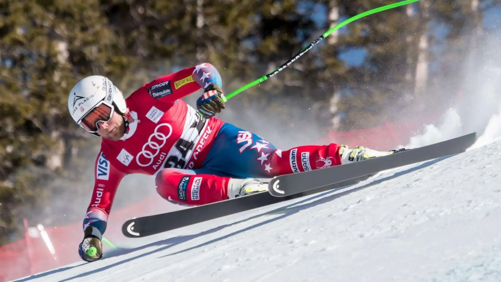 Andrew Weibrecht in action flying down the slopes