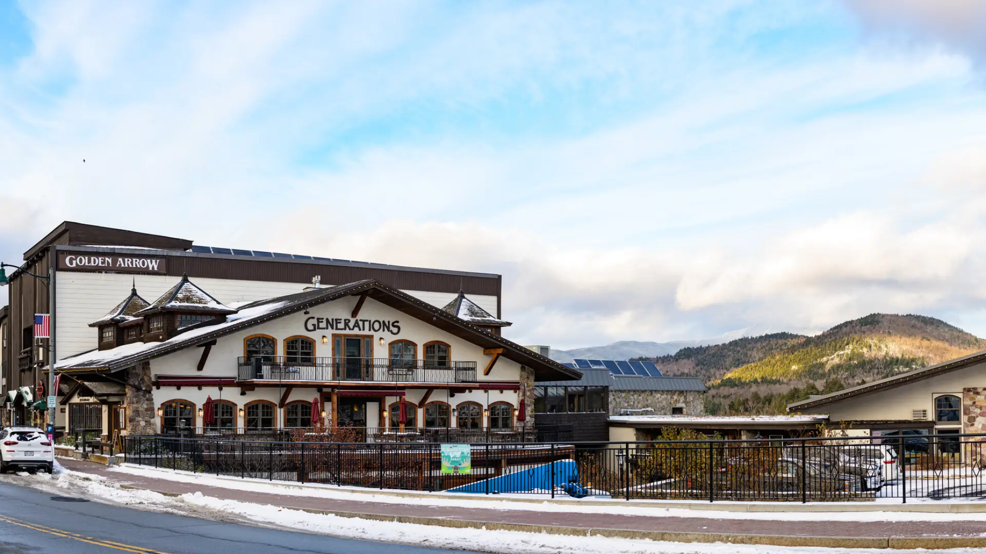 The Golden Arrow Resort seen in the winter.