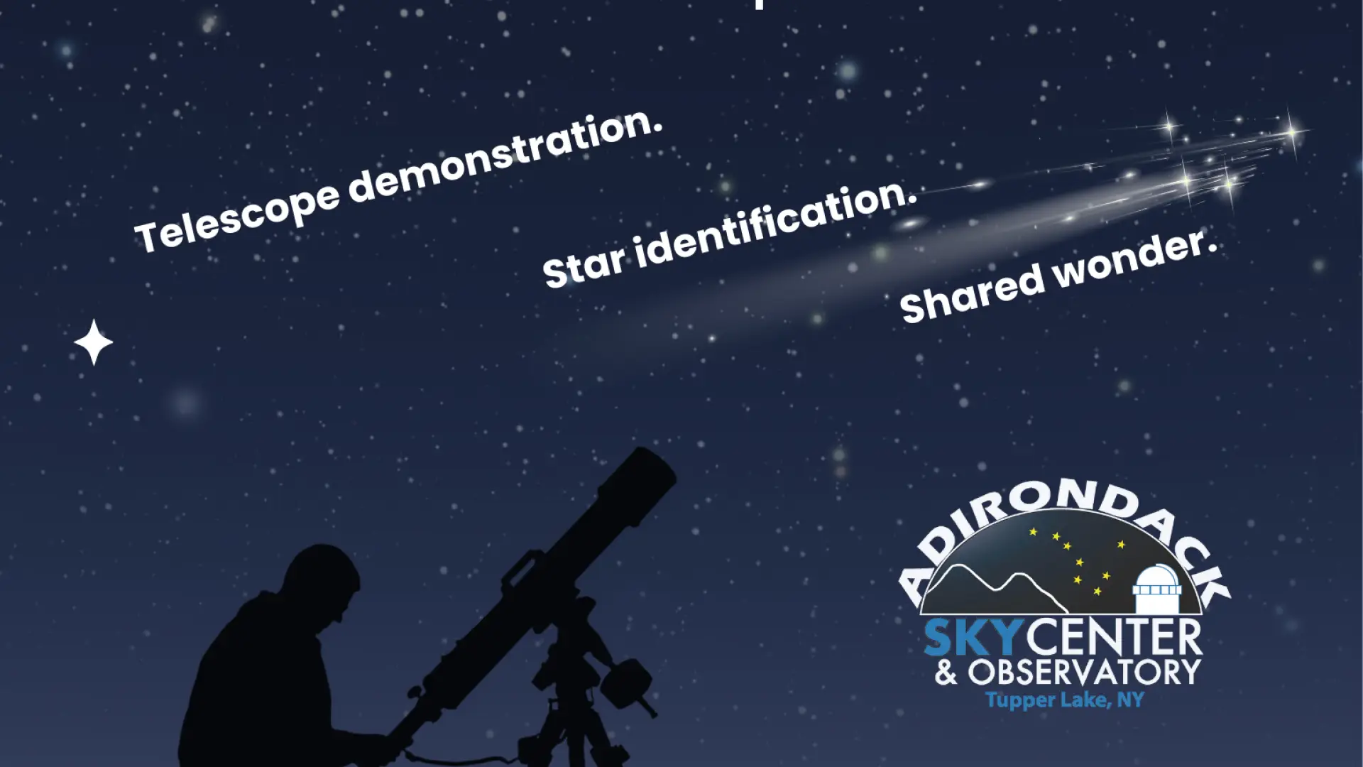 A poster about stargazing featuring a man with a telescope.