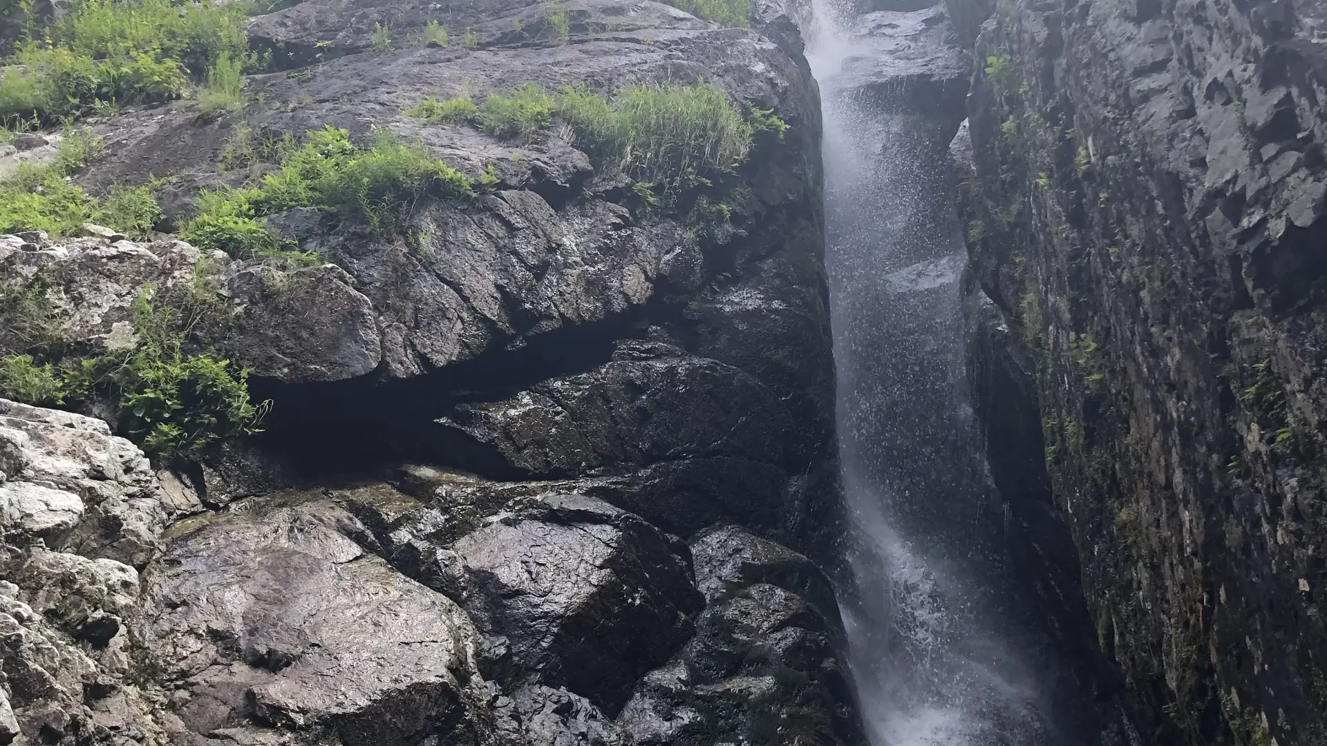 The dark side of Roaring Brook Falls