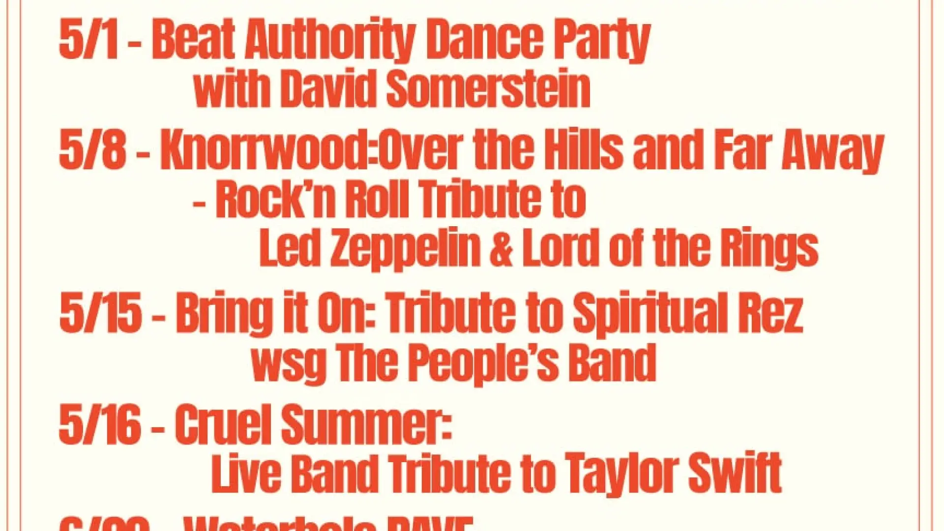 2026 Spring Live Music Lineup