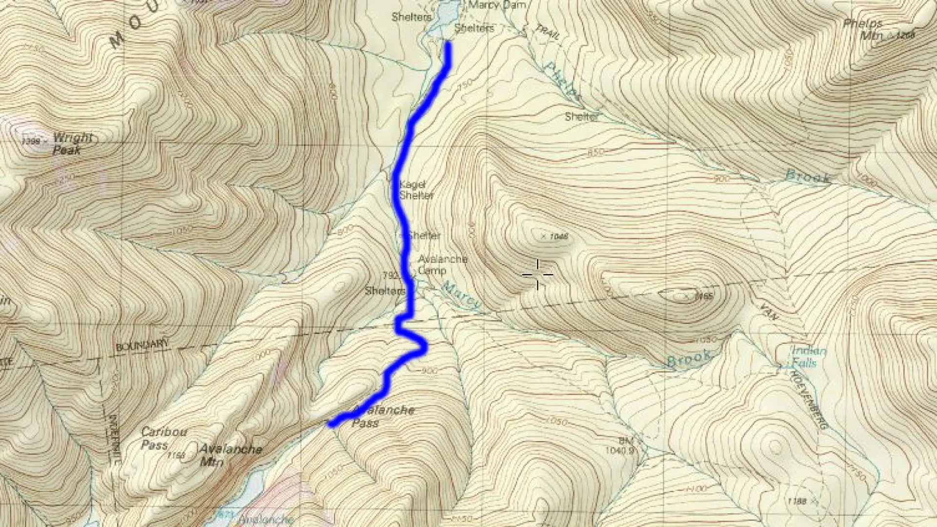 The route highlighted in blue
