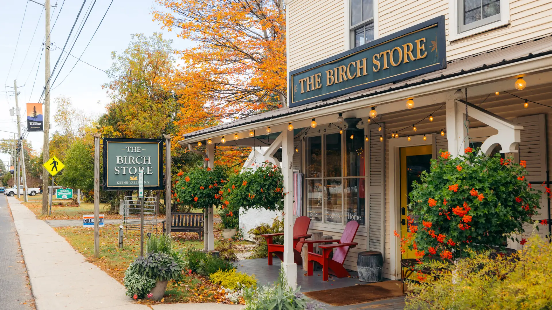 Fall foliage explodes around The Birch Store building