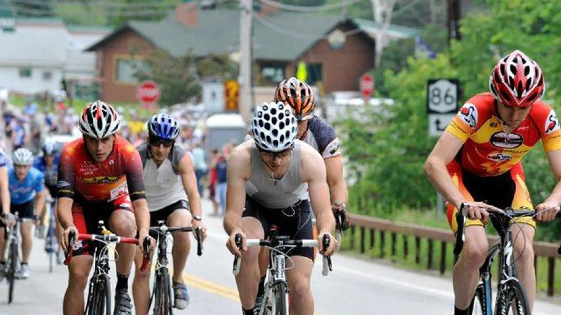 A group of bikers on the road
