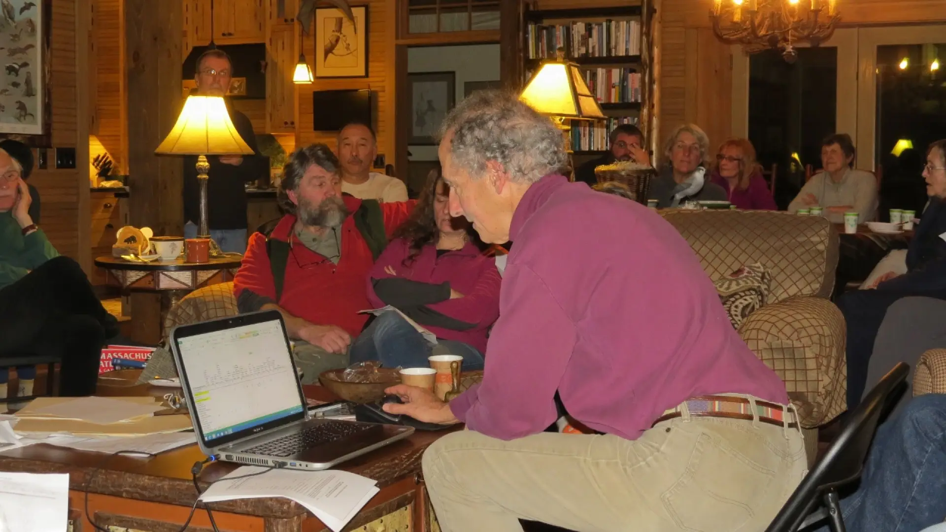 Larry Master tallying the Saranac Lake Christmas Bird Count results