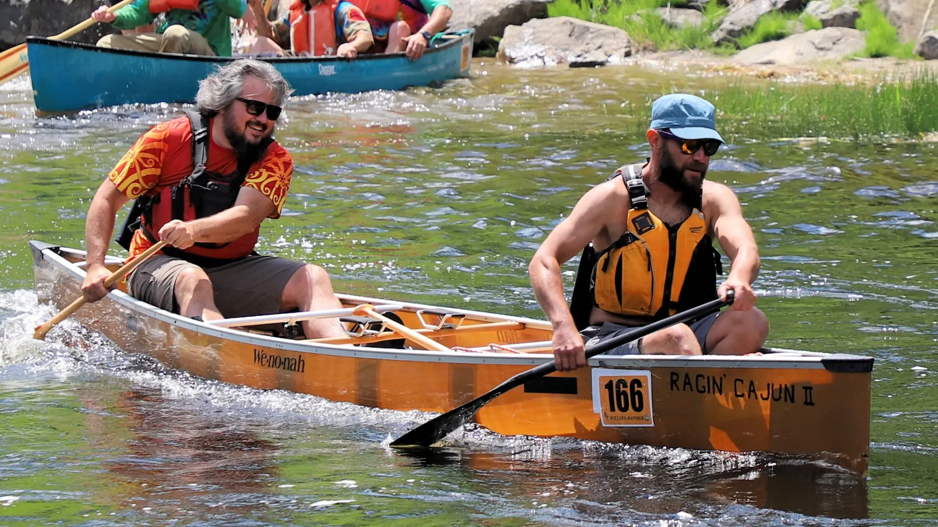 Racers taking on the river