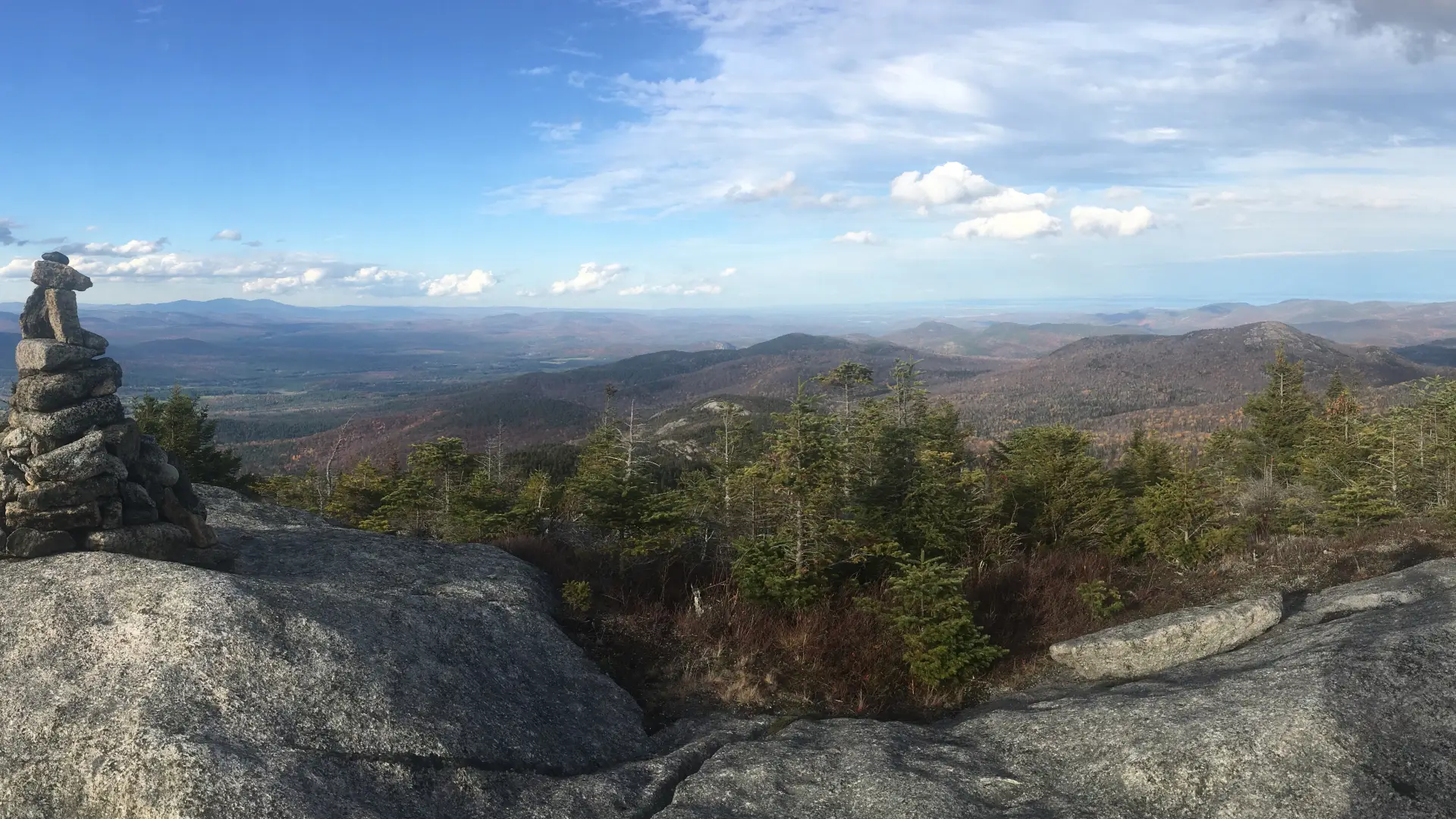 The expansive view from the top of a mountain