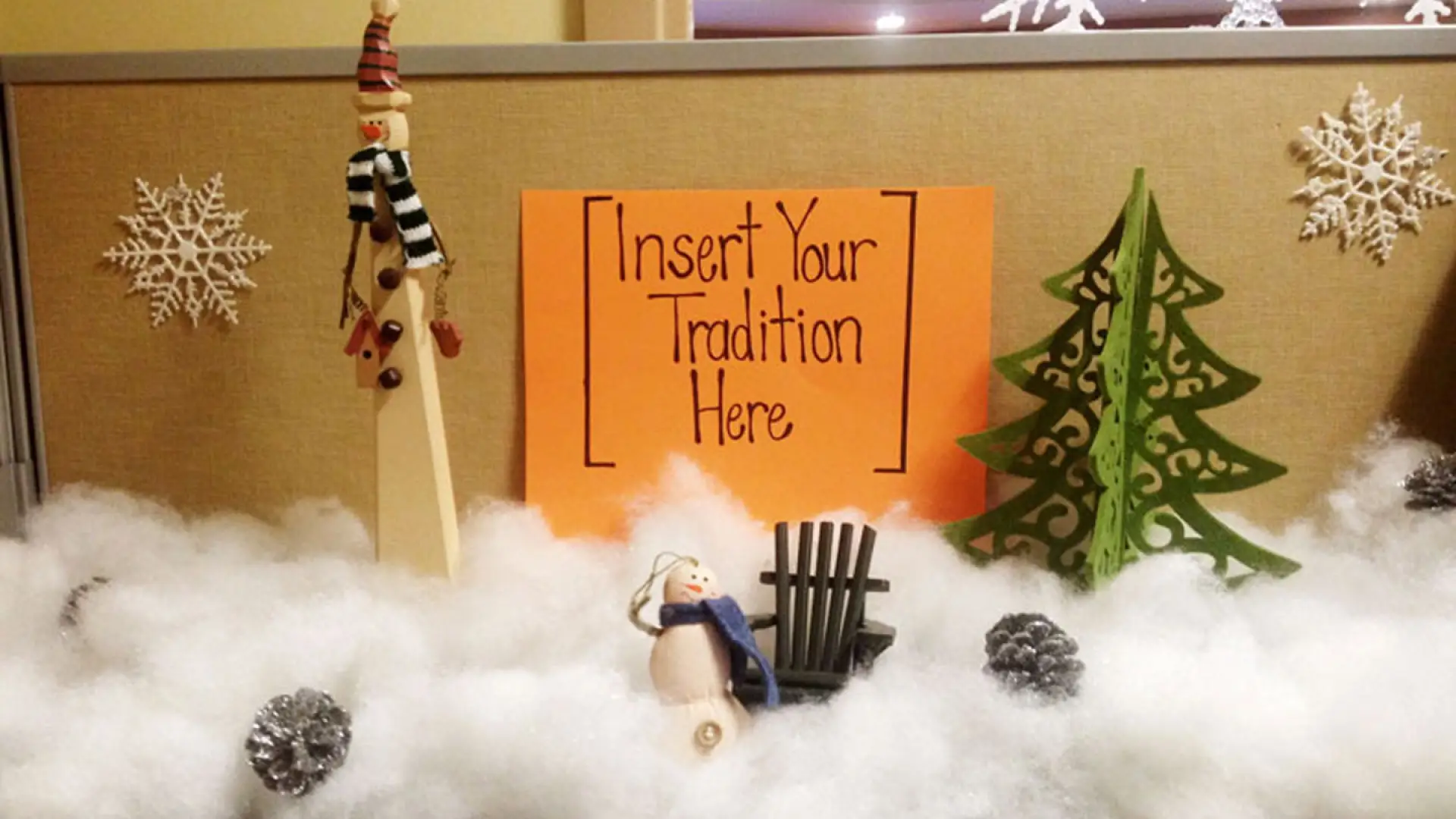 Featuring Kristin's cubicle. A strong contender in our decorating contest!