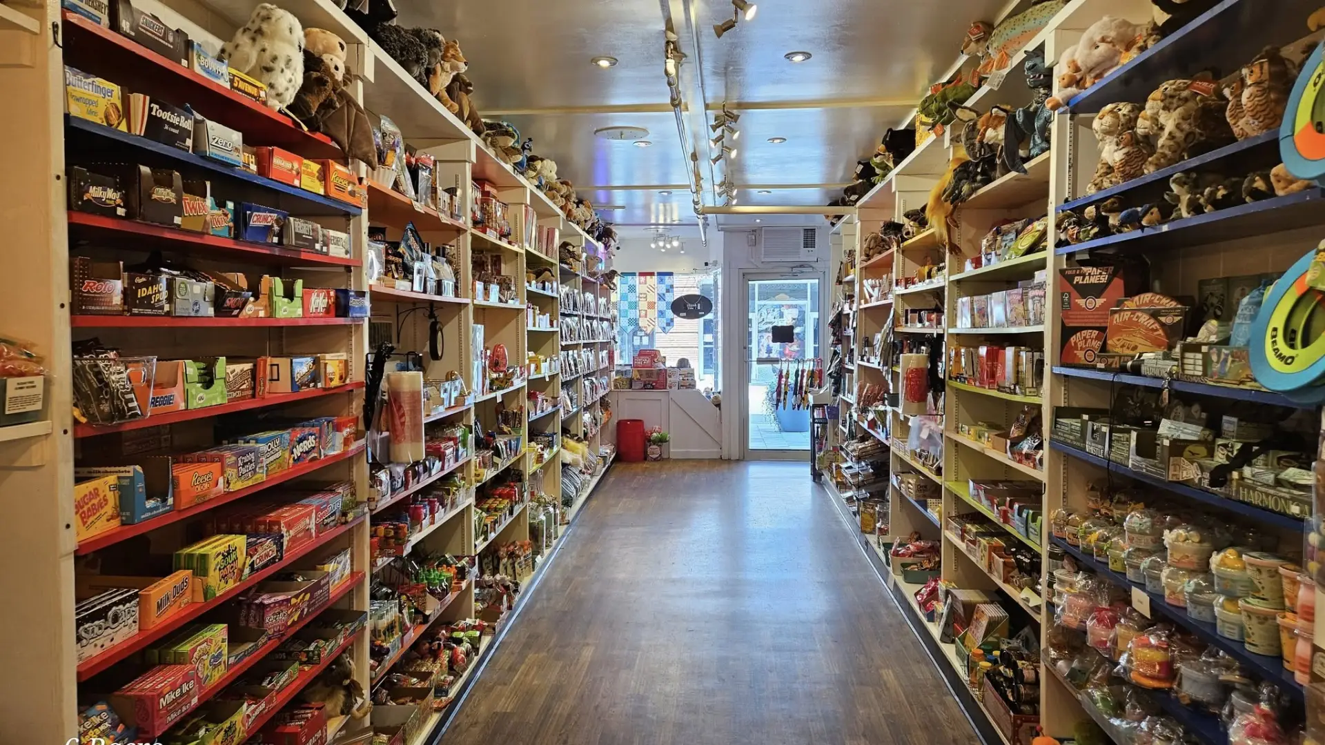 Floor to ceiling shelves lined with every candy one could think of