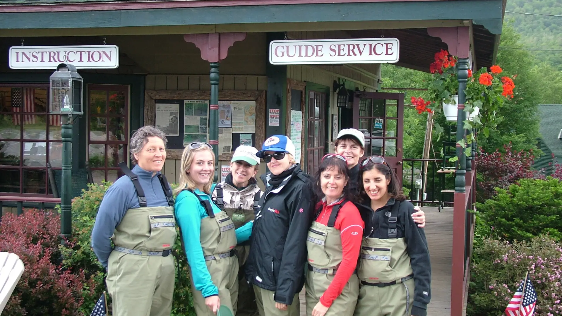 A group of women with waders on