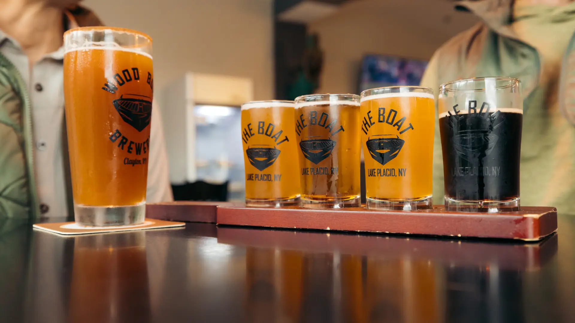 A flight of draft beer at The Boat.