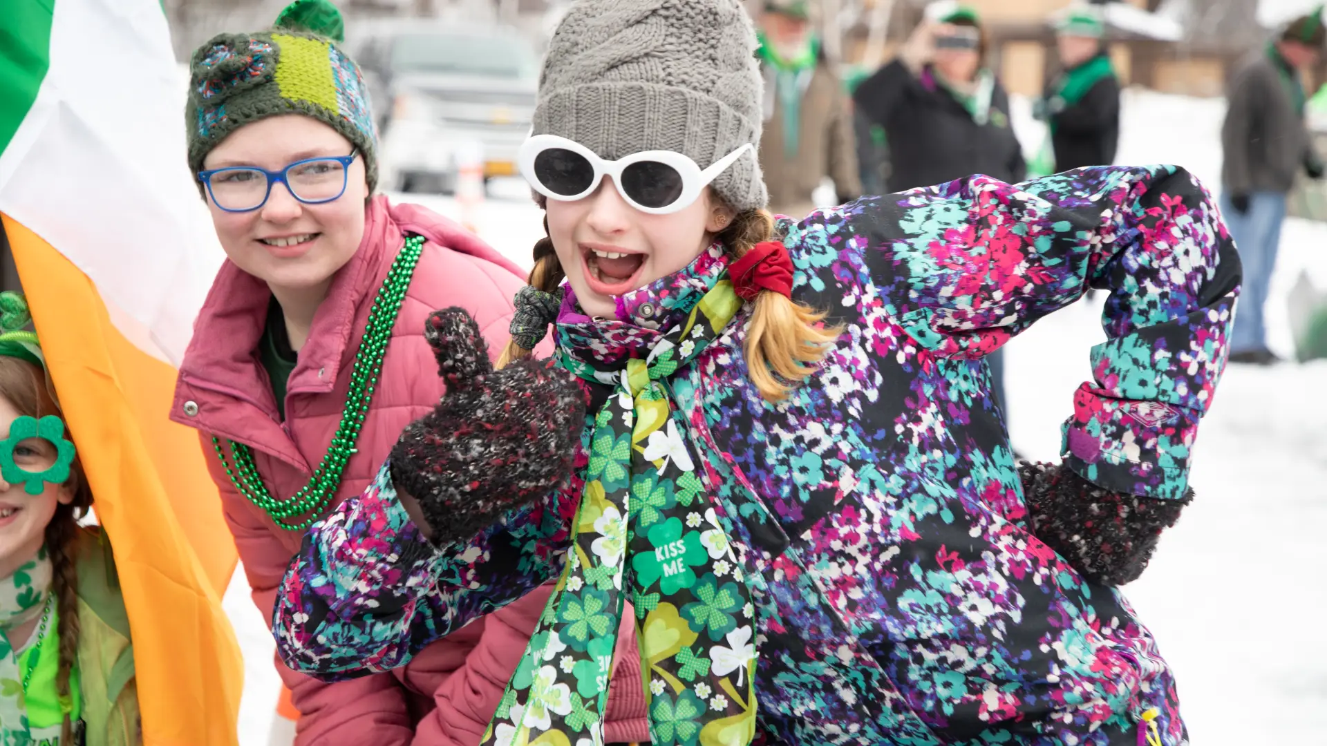 Kids dressed up in festive attire as they await the parade