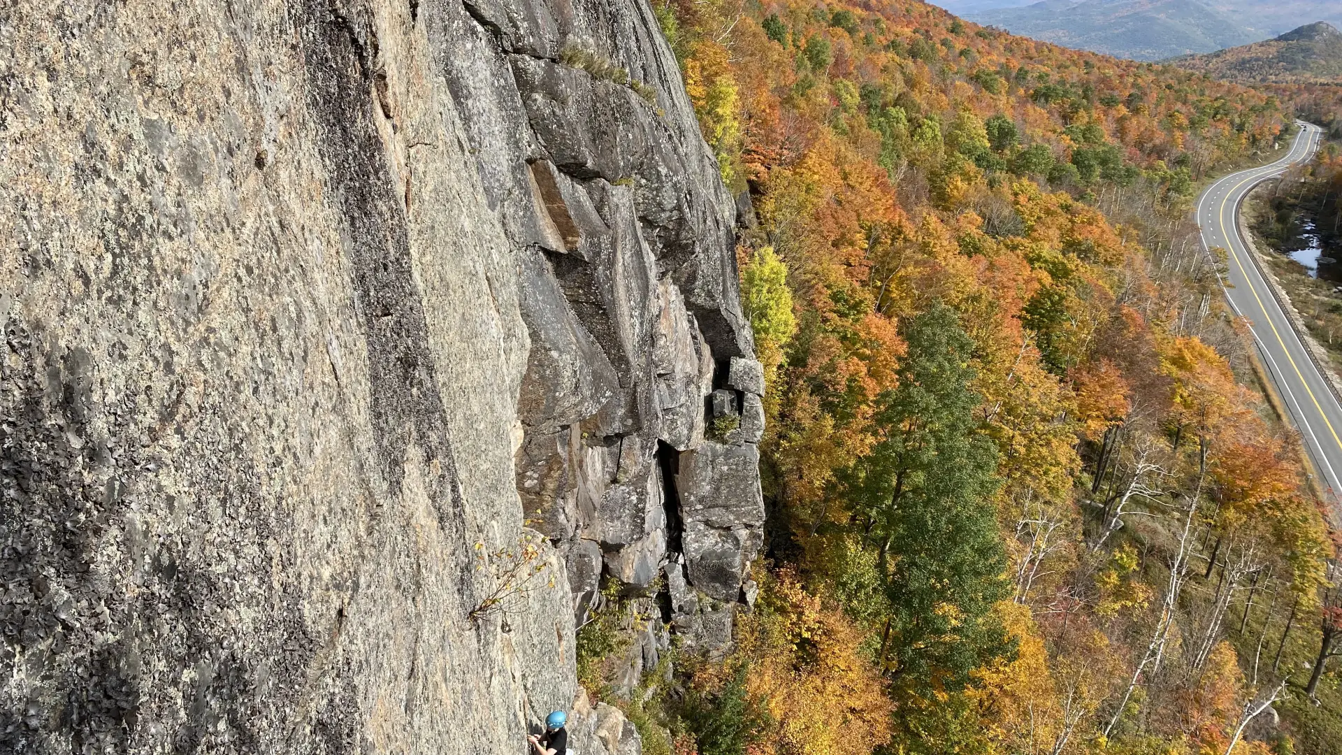 A climbing cliff in the fall