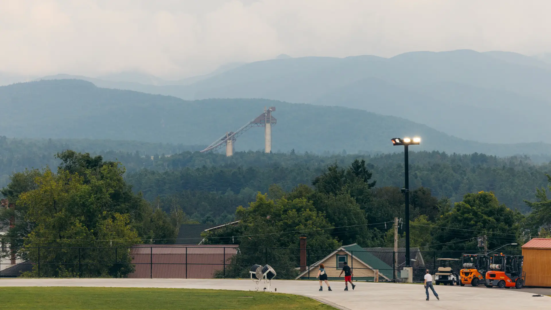 Inline skaters on the Olympic Oval.