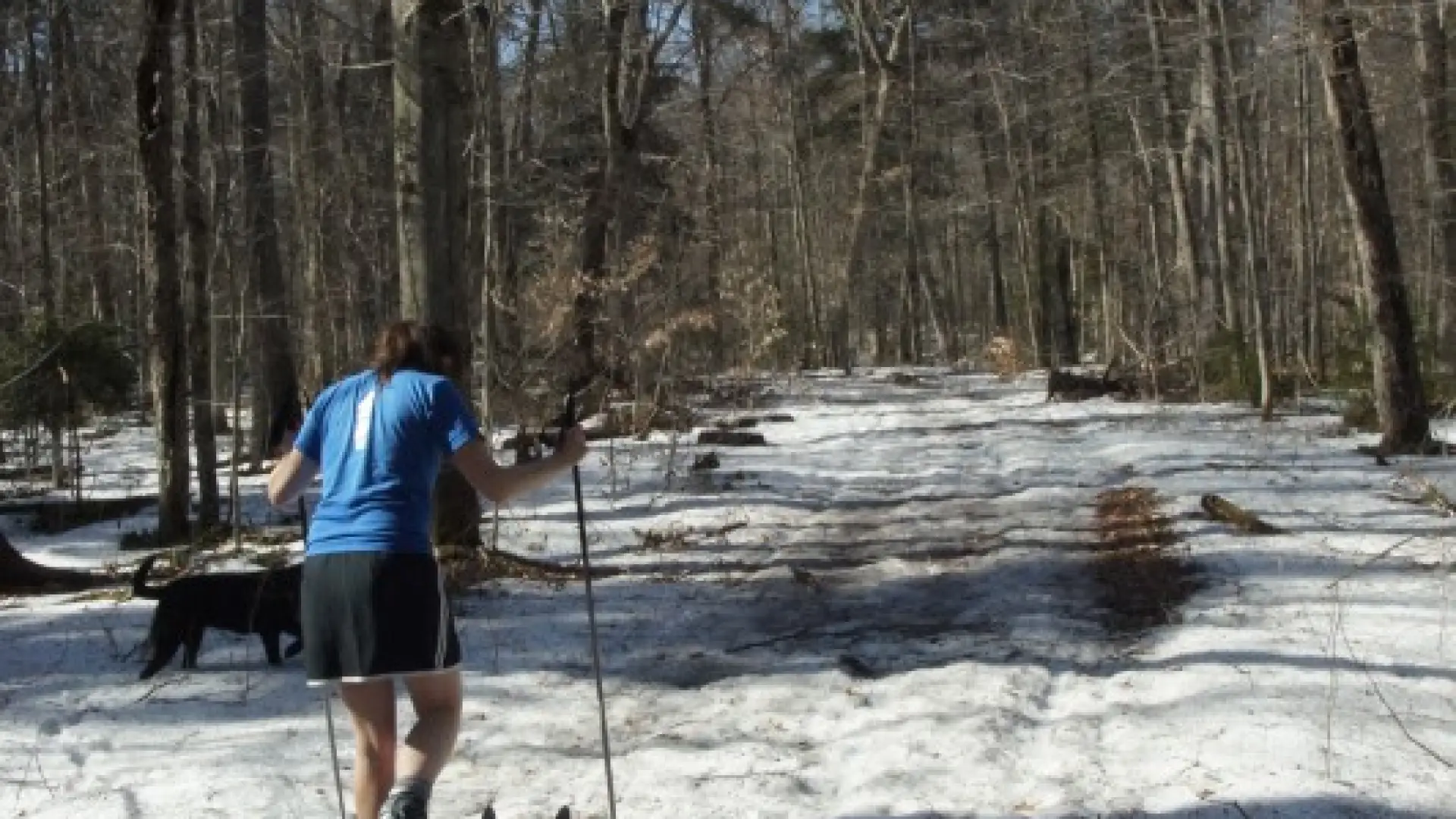 Fish Pond Trail - Kendra steps back in to skis