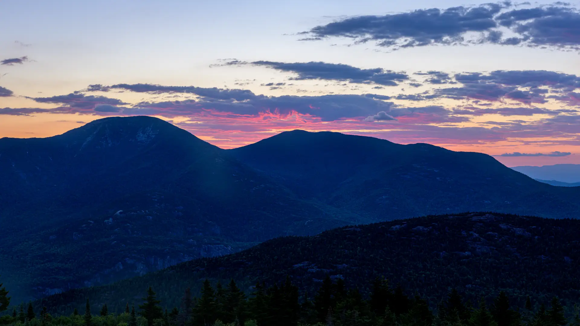 An early morning view of high peaks