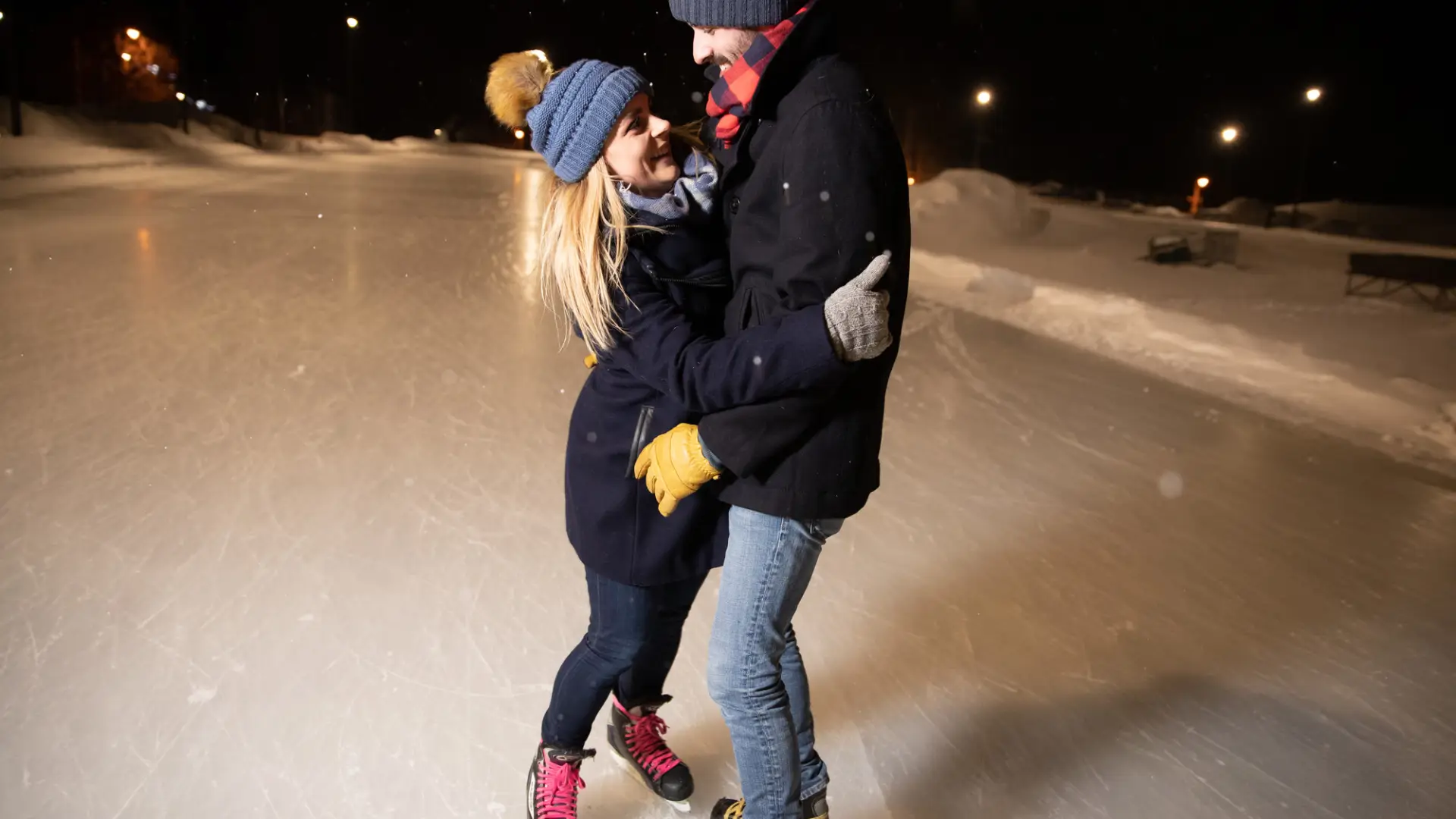 Could hold on to each other as they enjoy a night skating
