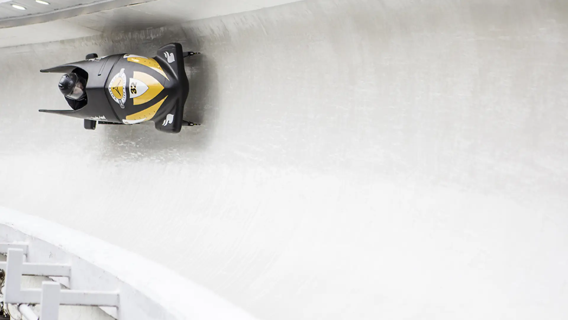 Bobsled corners down the track