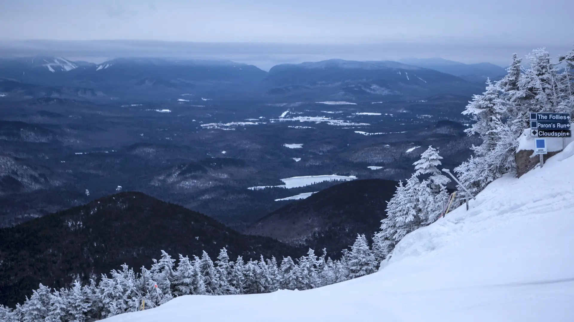 Winter view from the summit of Whiteface Mountain