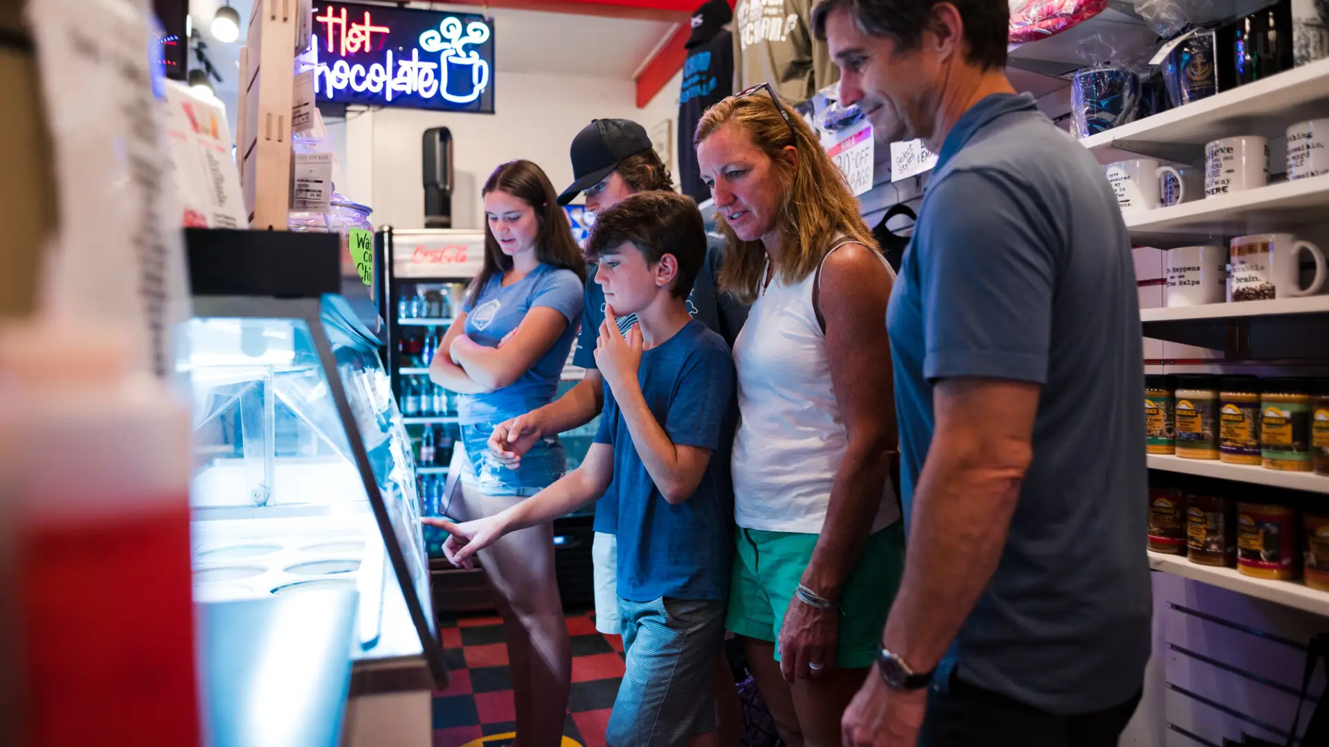 A family getting ice cream at Emma's Lake Placid Creamery.
