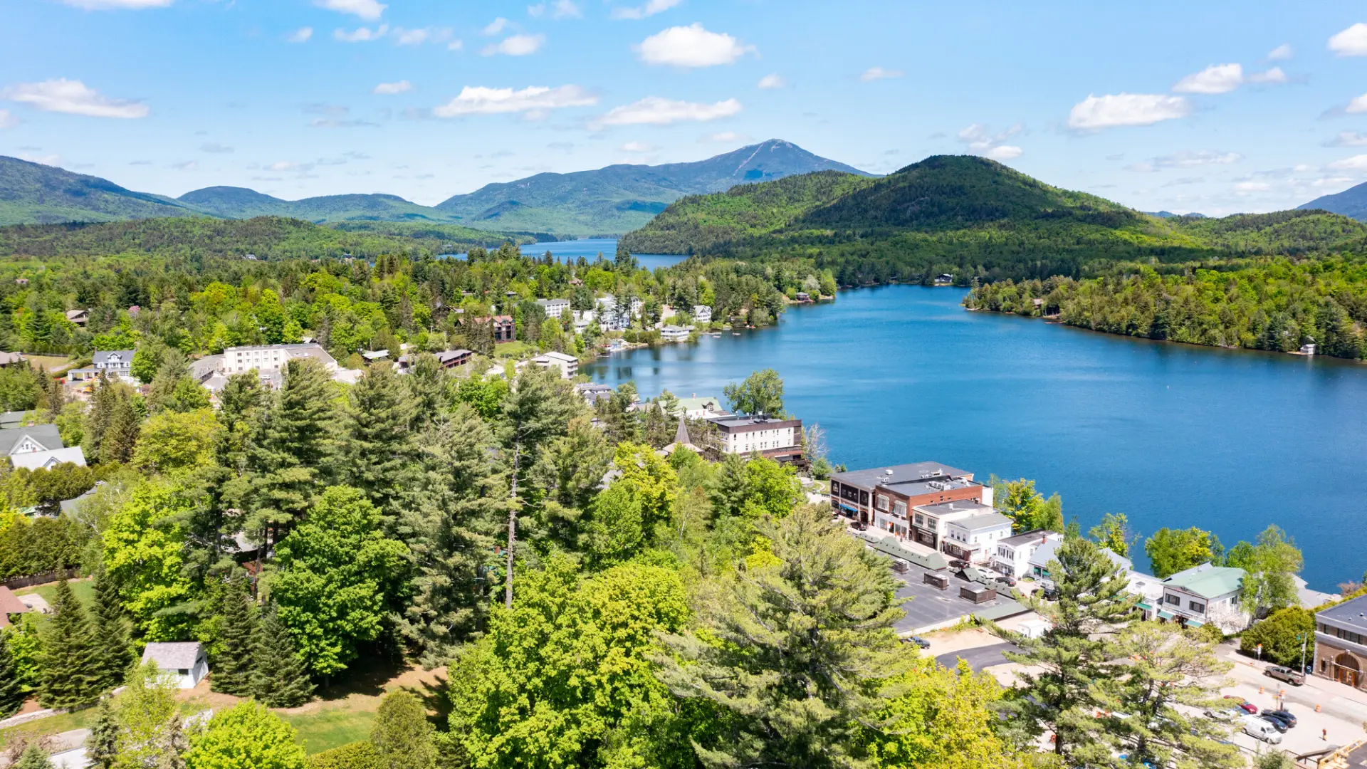 lake placid scenery in summer time.