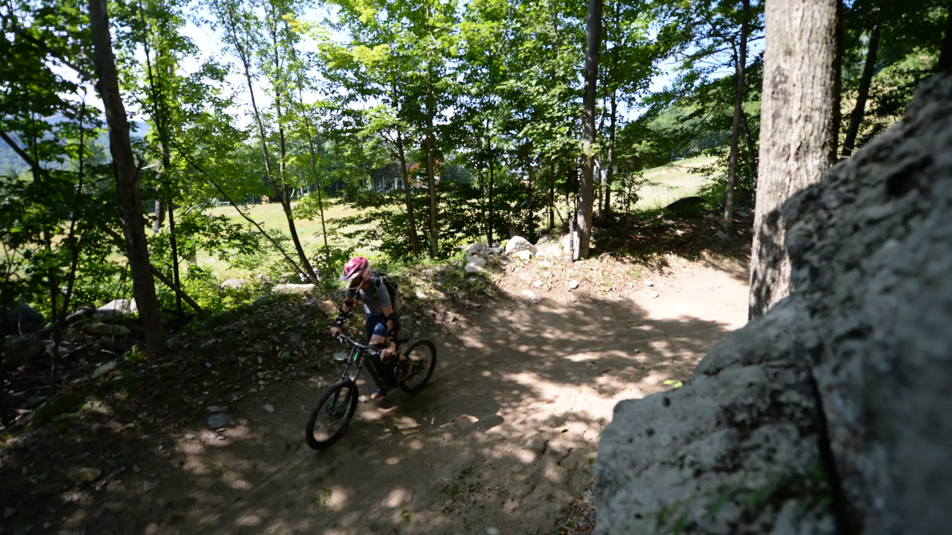 Downhill mountain biking trail on Whiteface Mountain