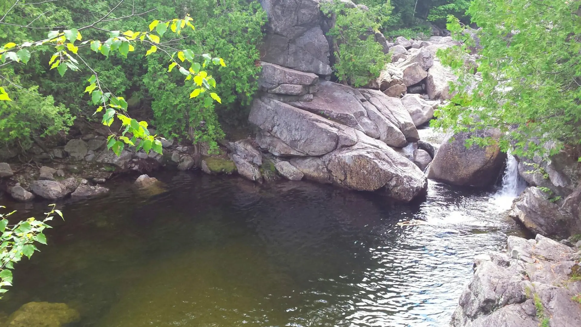 A rocky section with lovely scenery on the North Fork of the Boquet River.