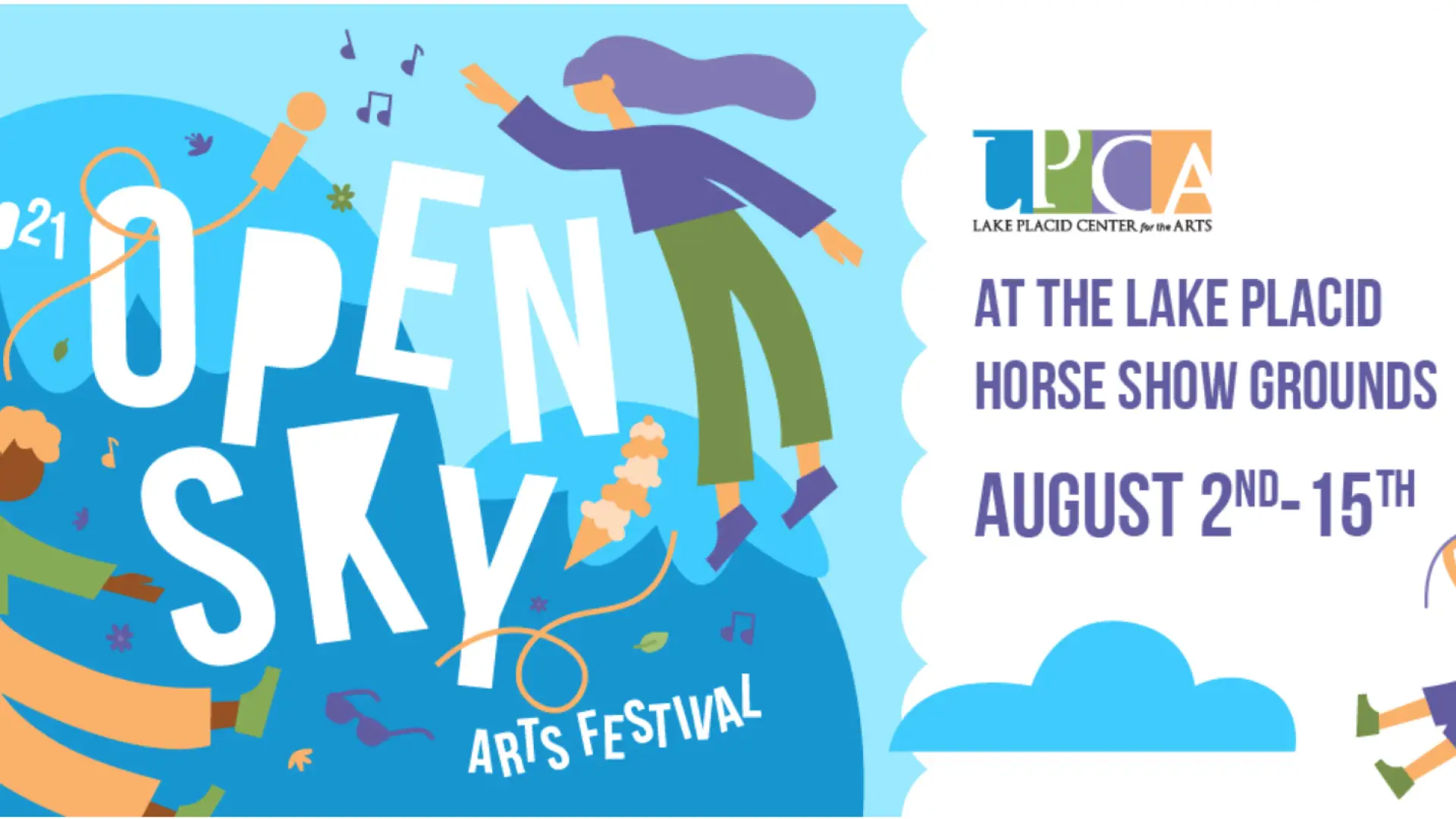 A sign for the Open Sky Arts Festival announces dates