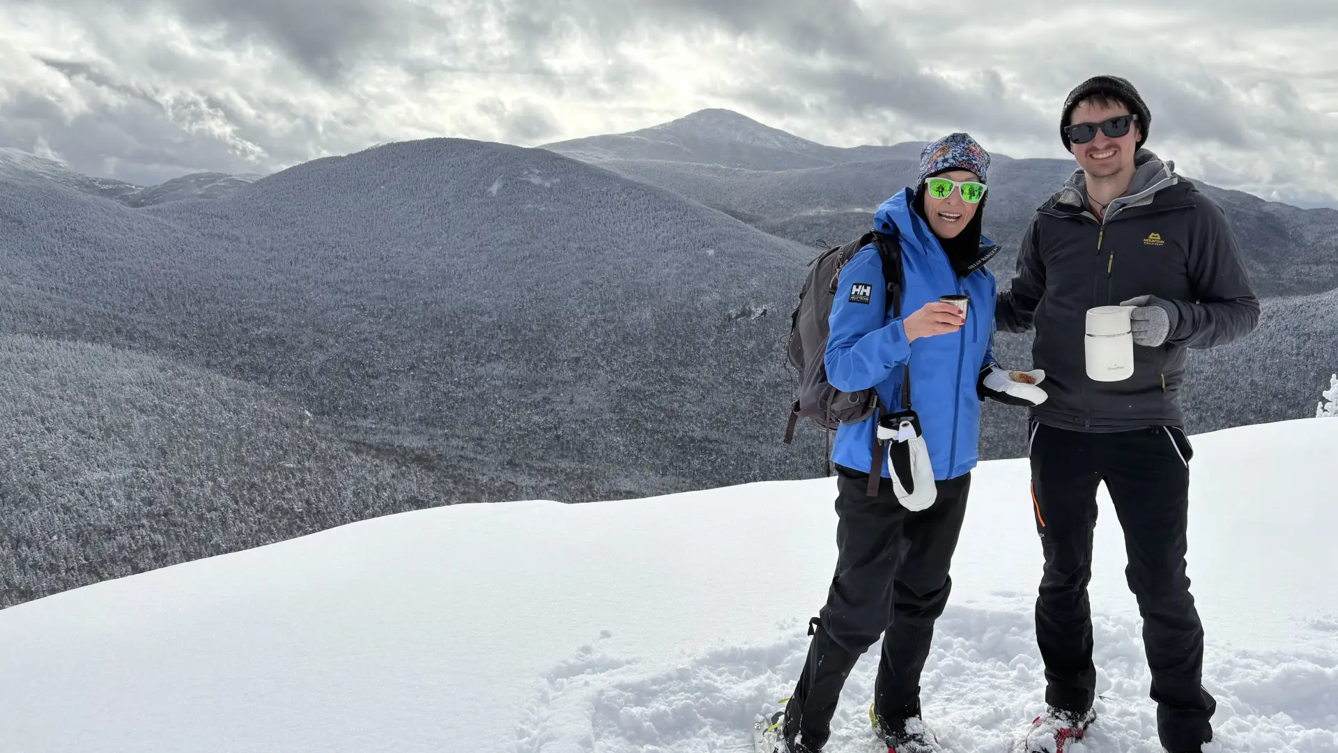 Coffee break on a snowy peak