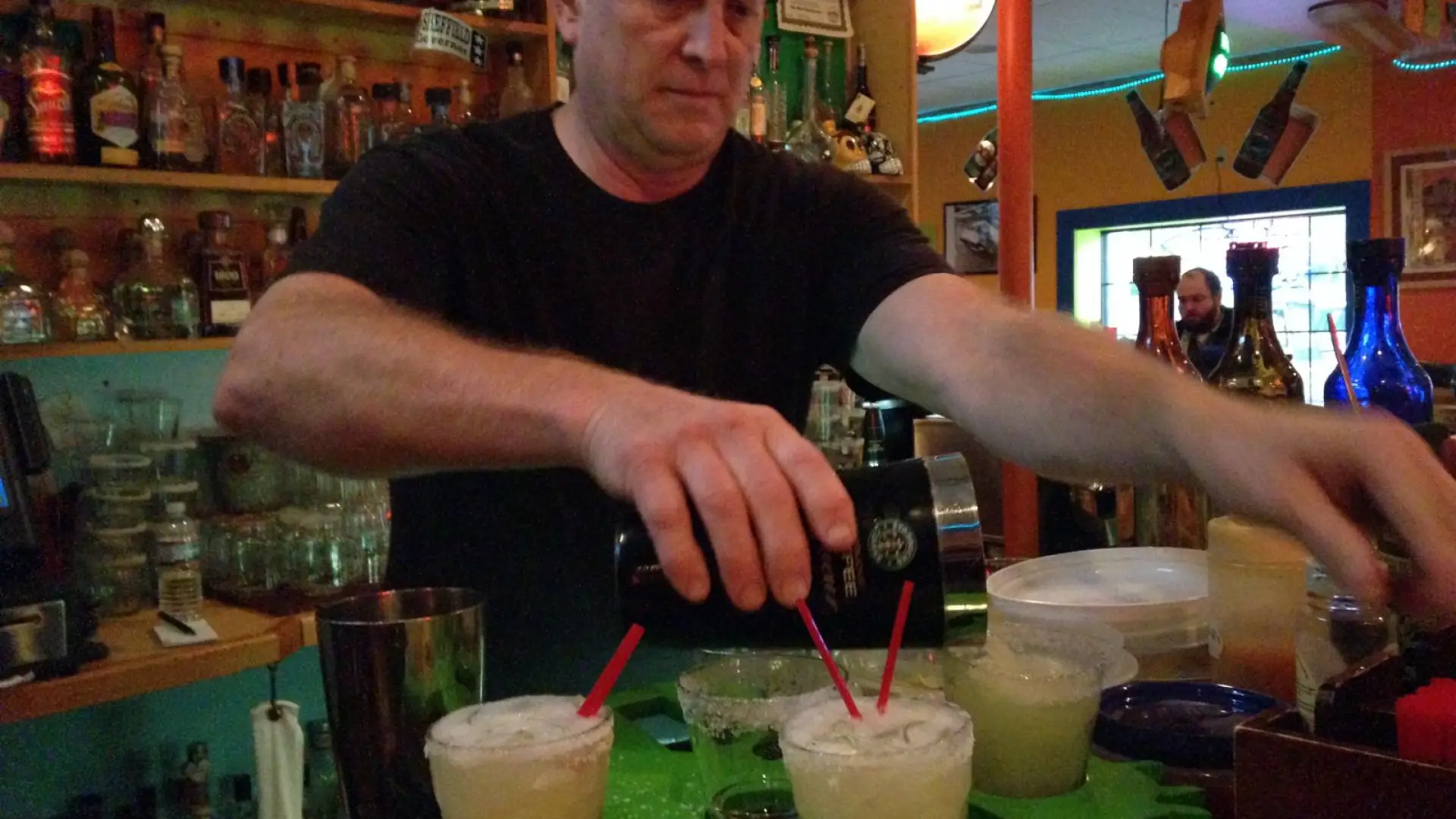 Mike, our friendly bartender - mixing up our margo sampler!