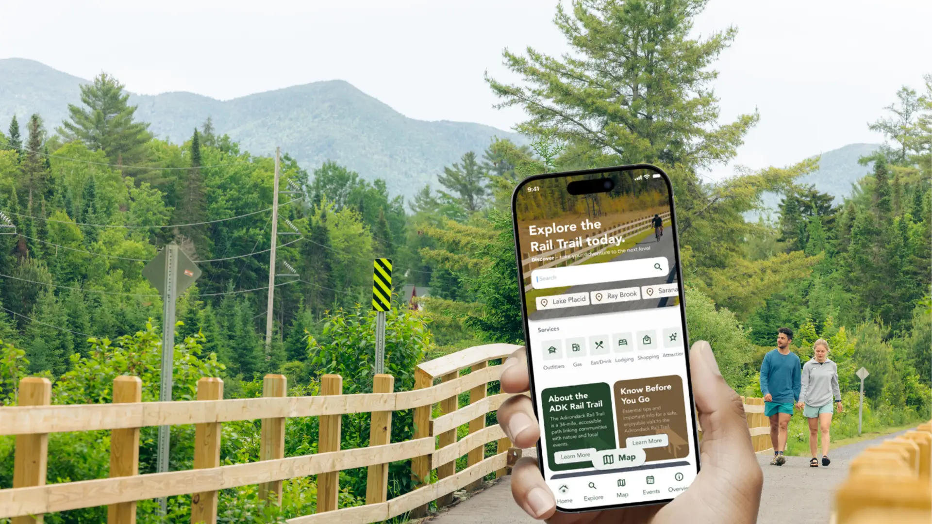Adirondack Rail Trail App in use on the Adirondack Rail Trail