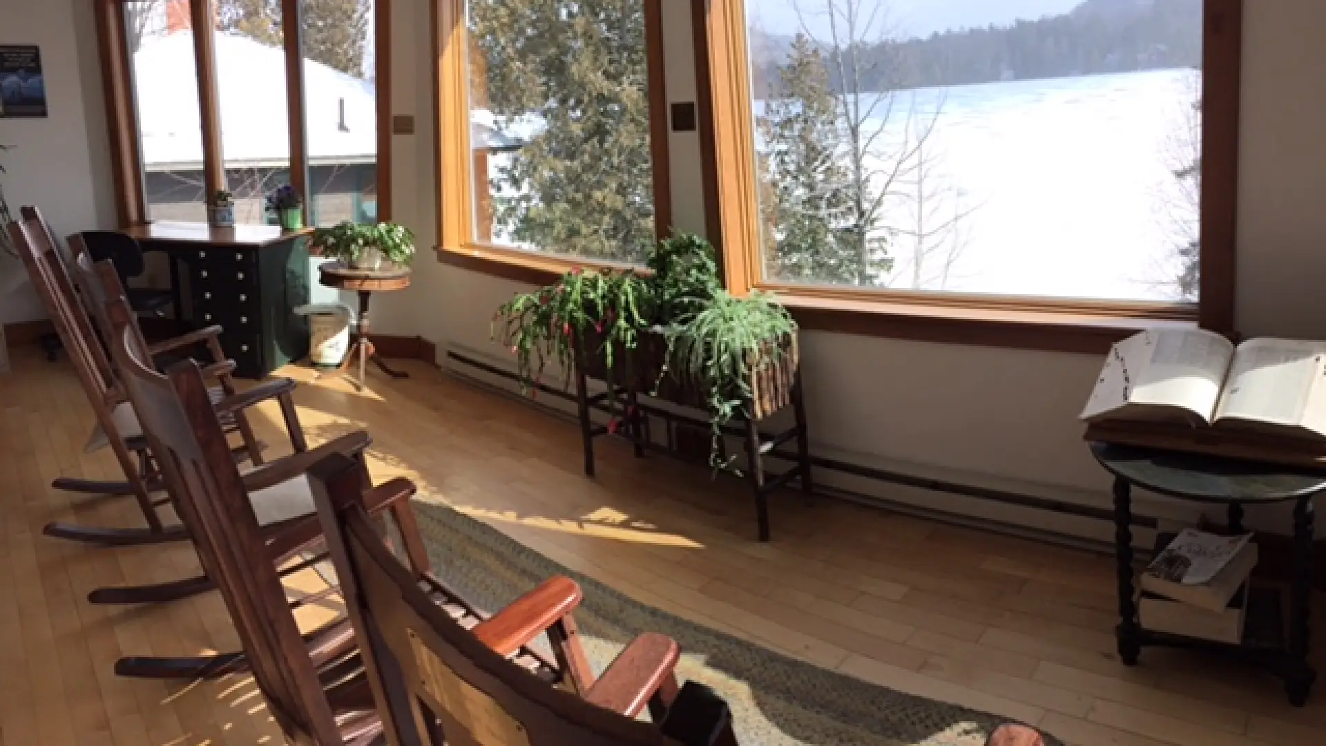 Lake Placid Public Library reading room with a view.
