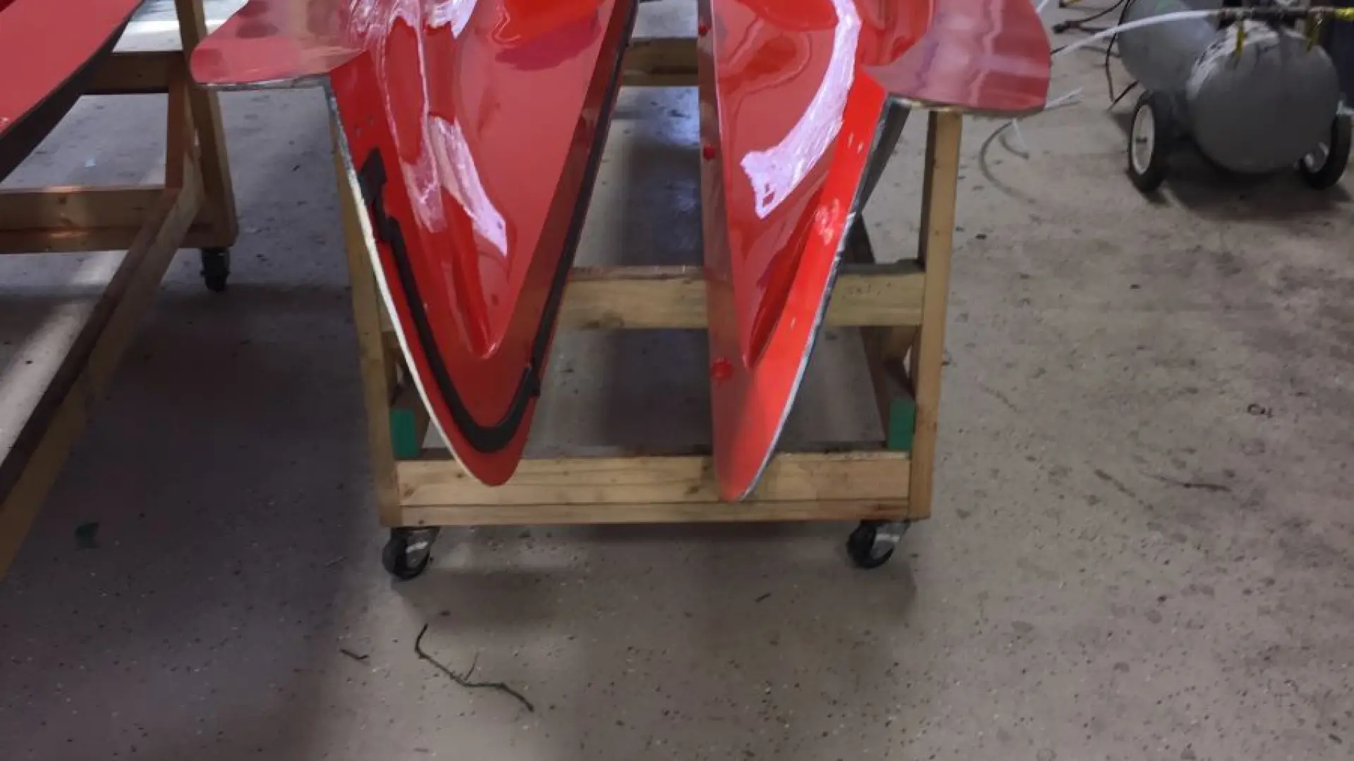 The mold that is used to make the boats.