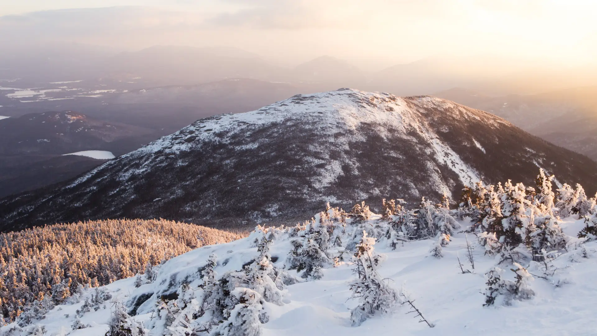 The view of a winter High Peak from another High Peak