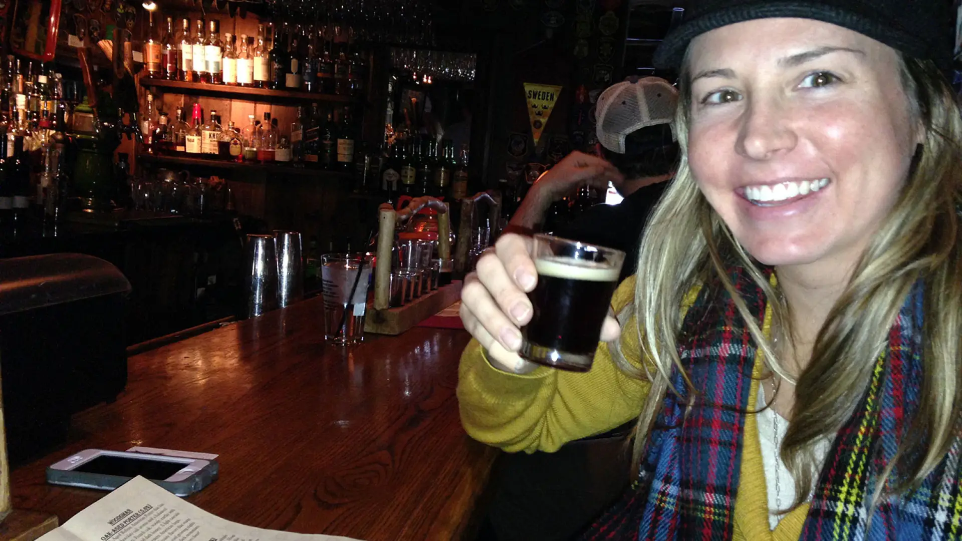Kelly checking out her first brew.