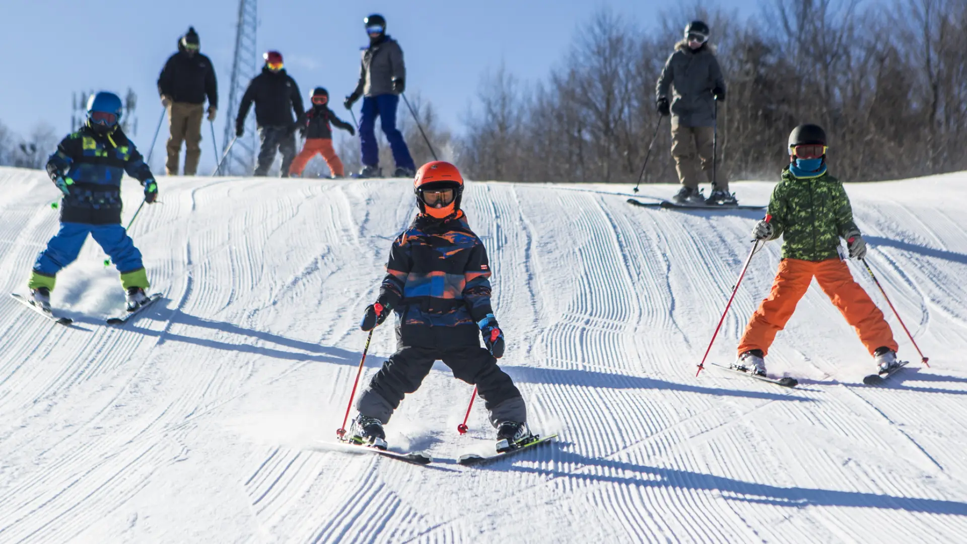 A group of young skiers at Mt Pisgah