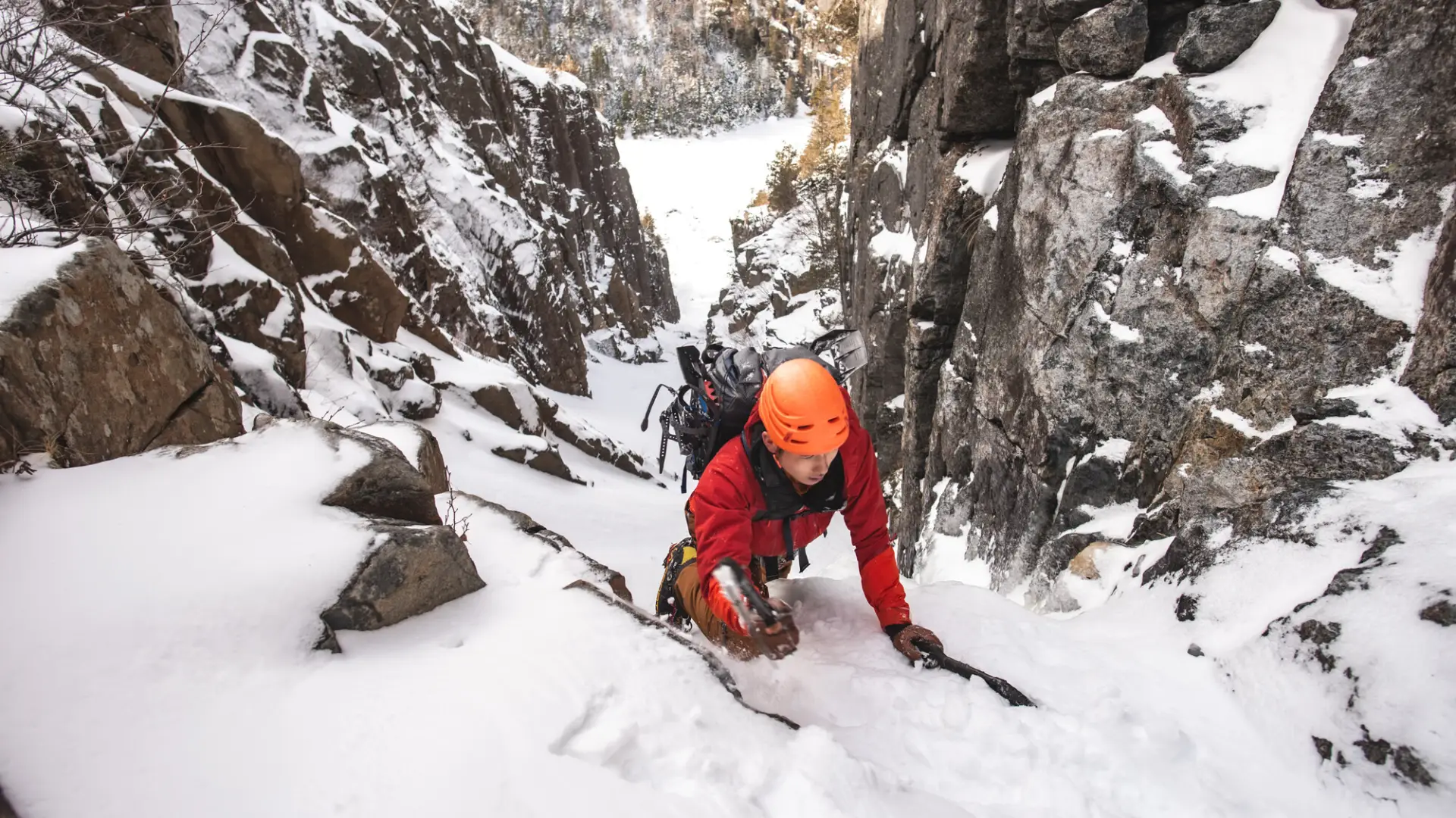 Ice climbing in the Adirondacks.