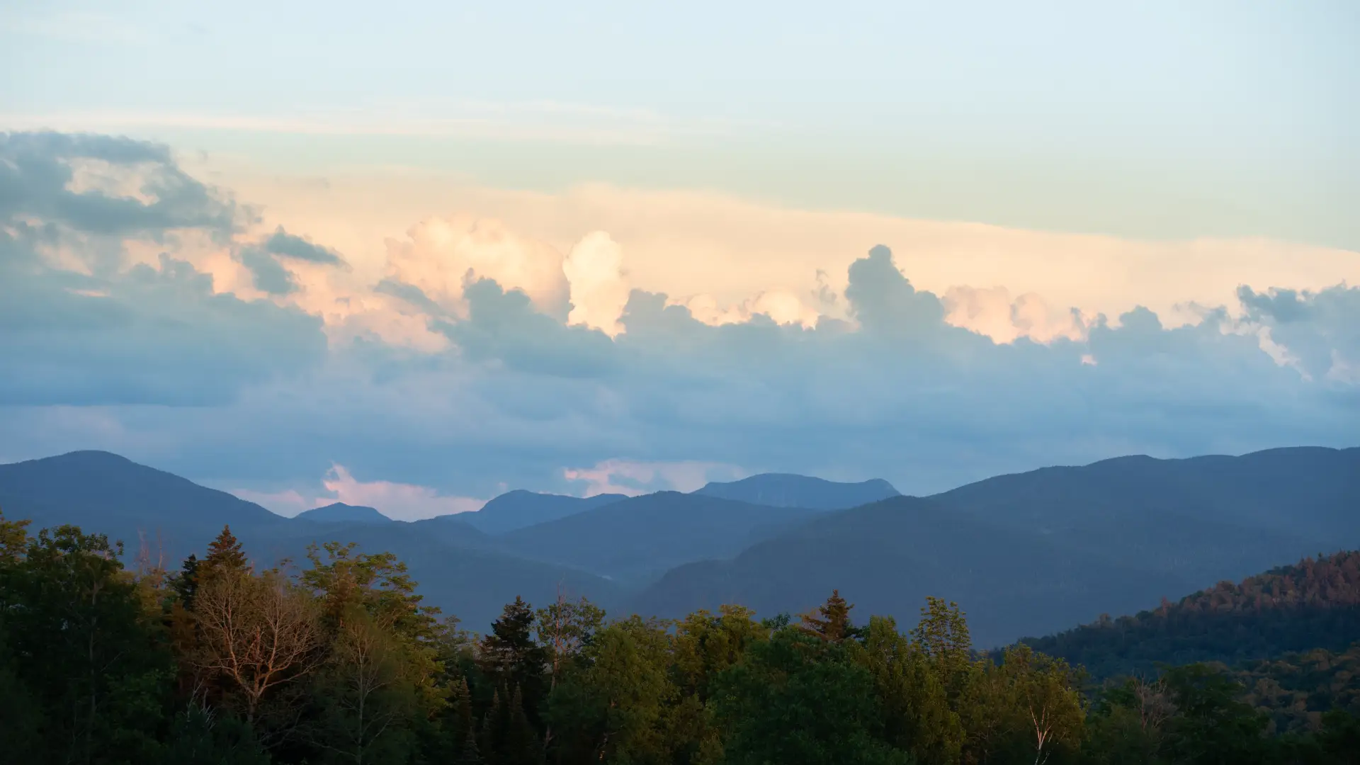 High Peaks from Heaven Hill trails, from a meadow to the ranges.