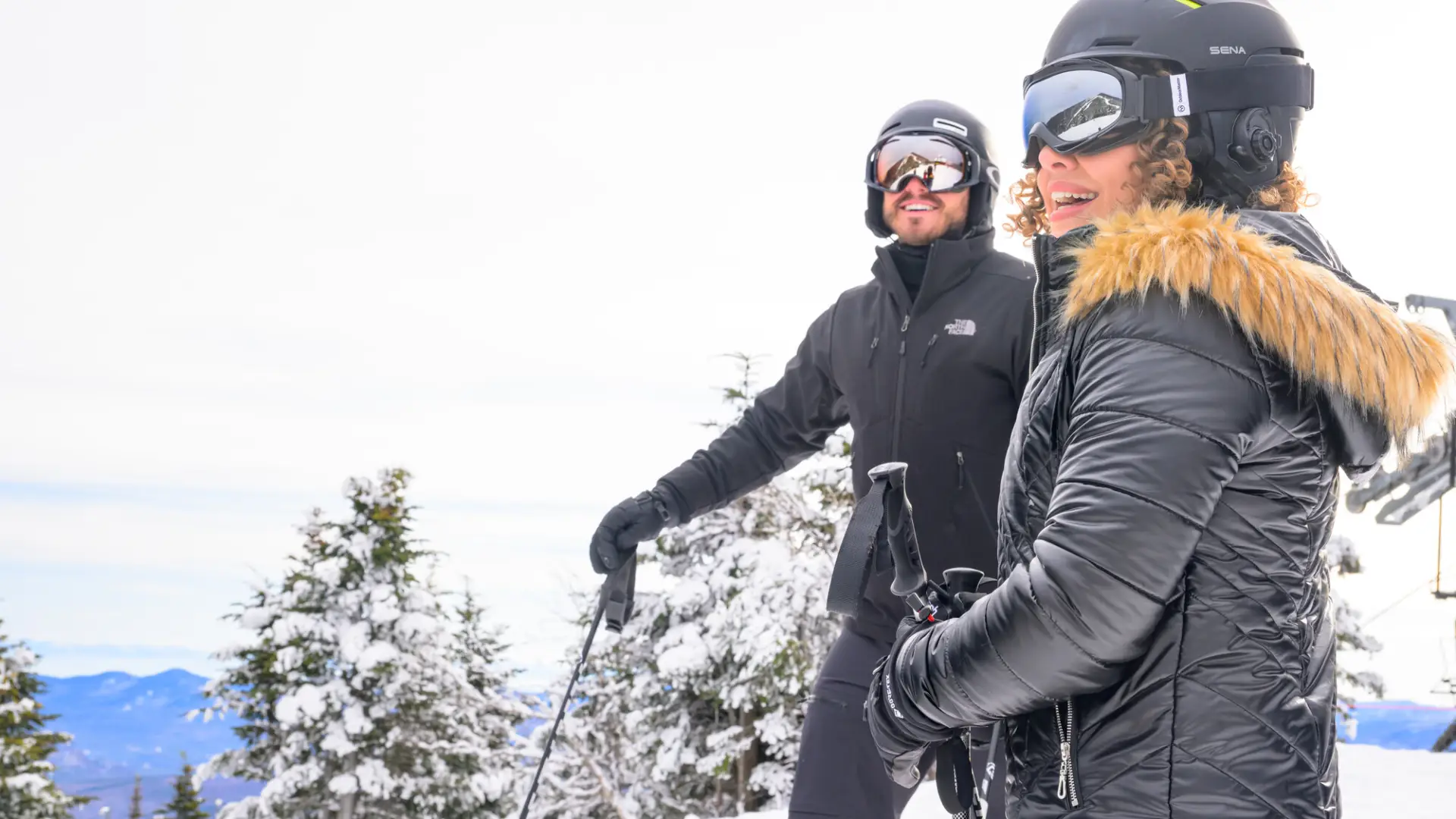 Two skiers in the winter.