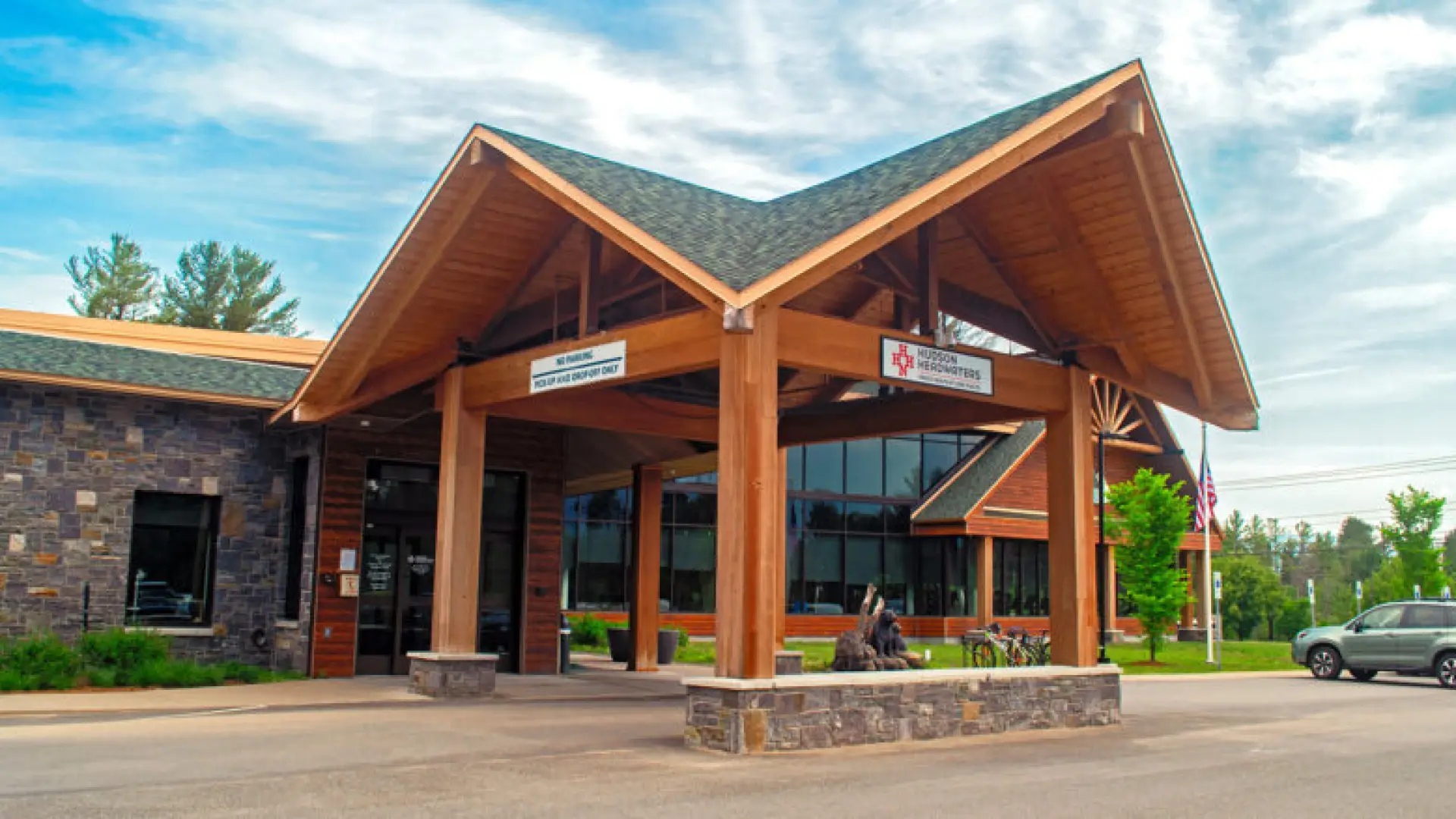 Exterior building image of Lake Placid Health Center in summer